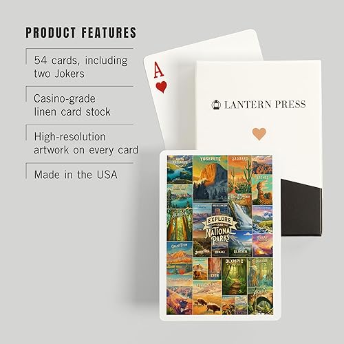 Miniatura 3 de Lantern Press Pintura al óleo Serie Parque Nacional, Collage, Explora Nuestros Parques Nacionales (52 Naipes, Baraja de cartas de tamaño póquer con