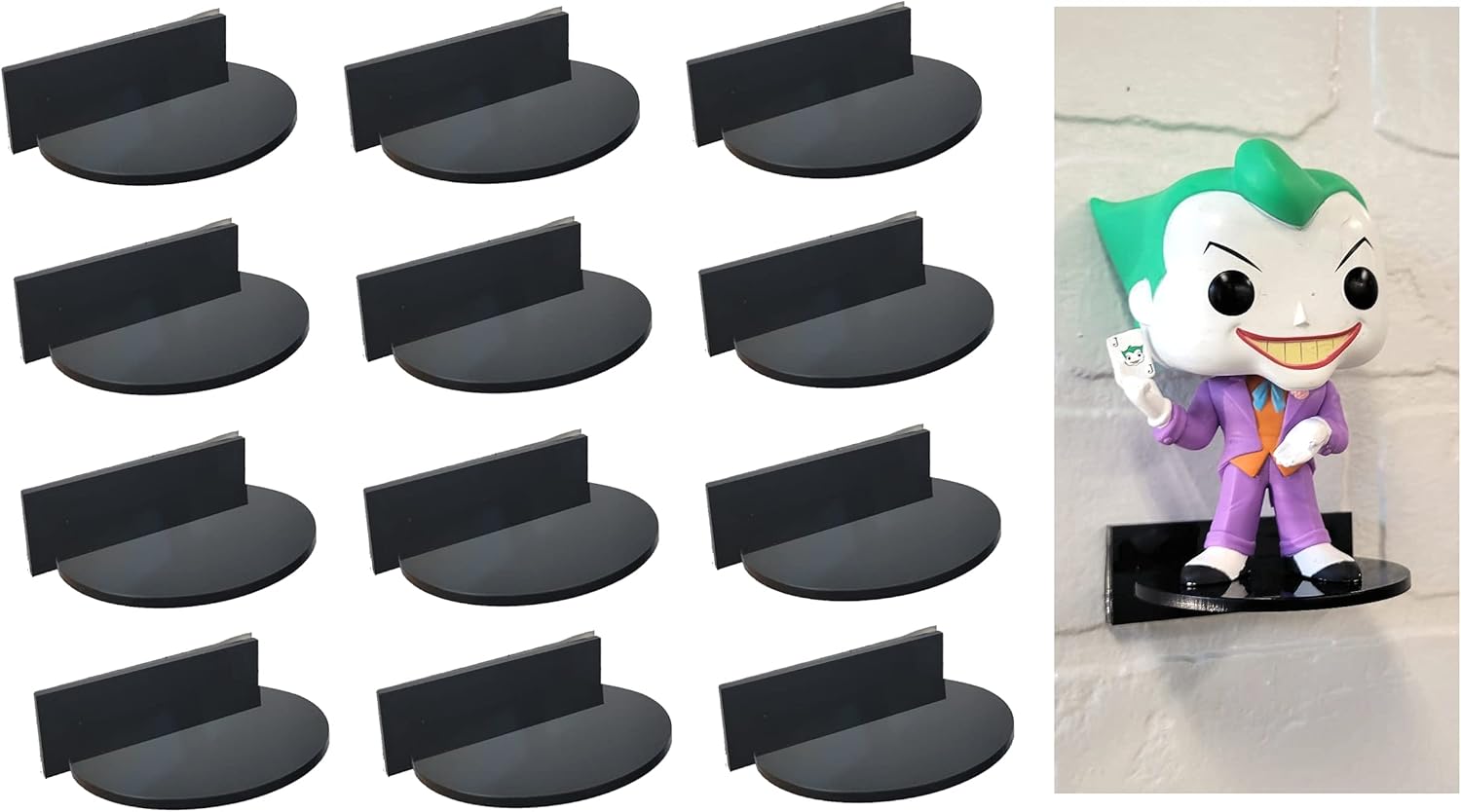 Black Plexiglass Wall Stand, Stick On, Single Shelf No