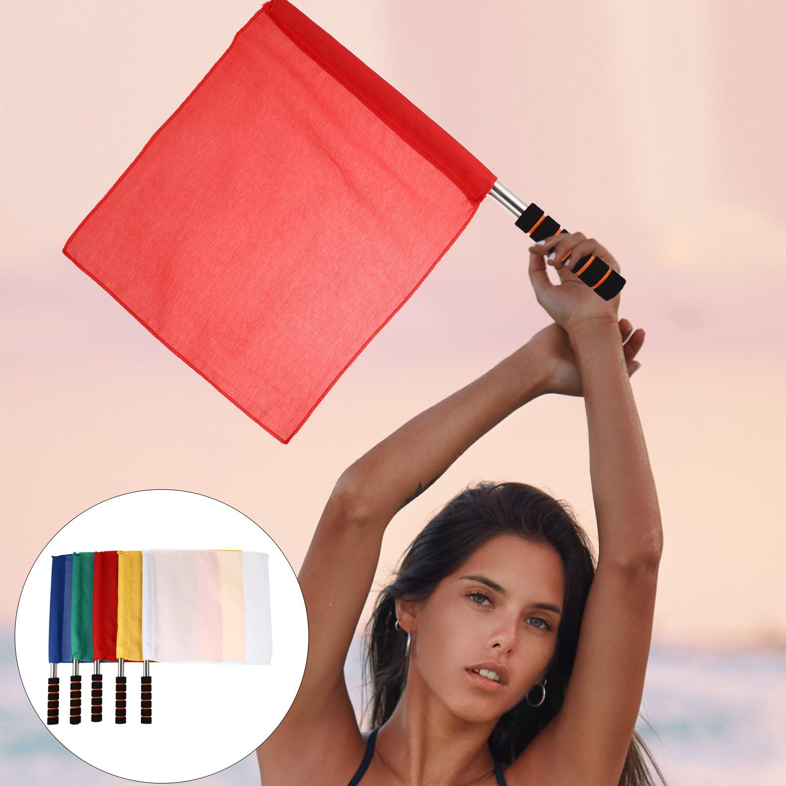 DECOMELODY Banderas de Árbitro Deportivas 5 Piezas Poliéster Colores Surtidos para Señalización Manual Uso en Atletismo y Tráfico Mango Cómodo Espuma — view 4