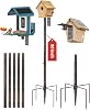 Bird Feeder Pole Stand – 90 Inch Height Feeding Station with 1-Inch Dia Heavy Duty for Hanging Feeders, Bird House Pole Mount Kit for Outdoor, Slip-Fit Connection,Copper Brushed