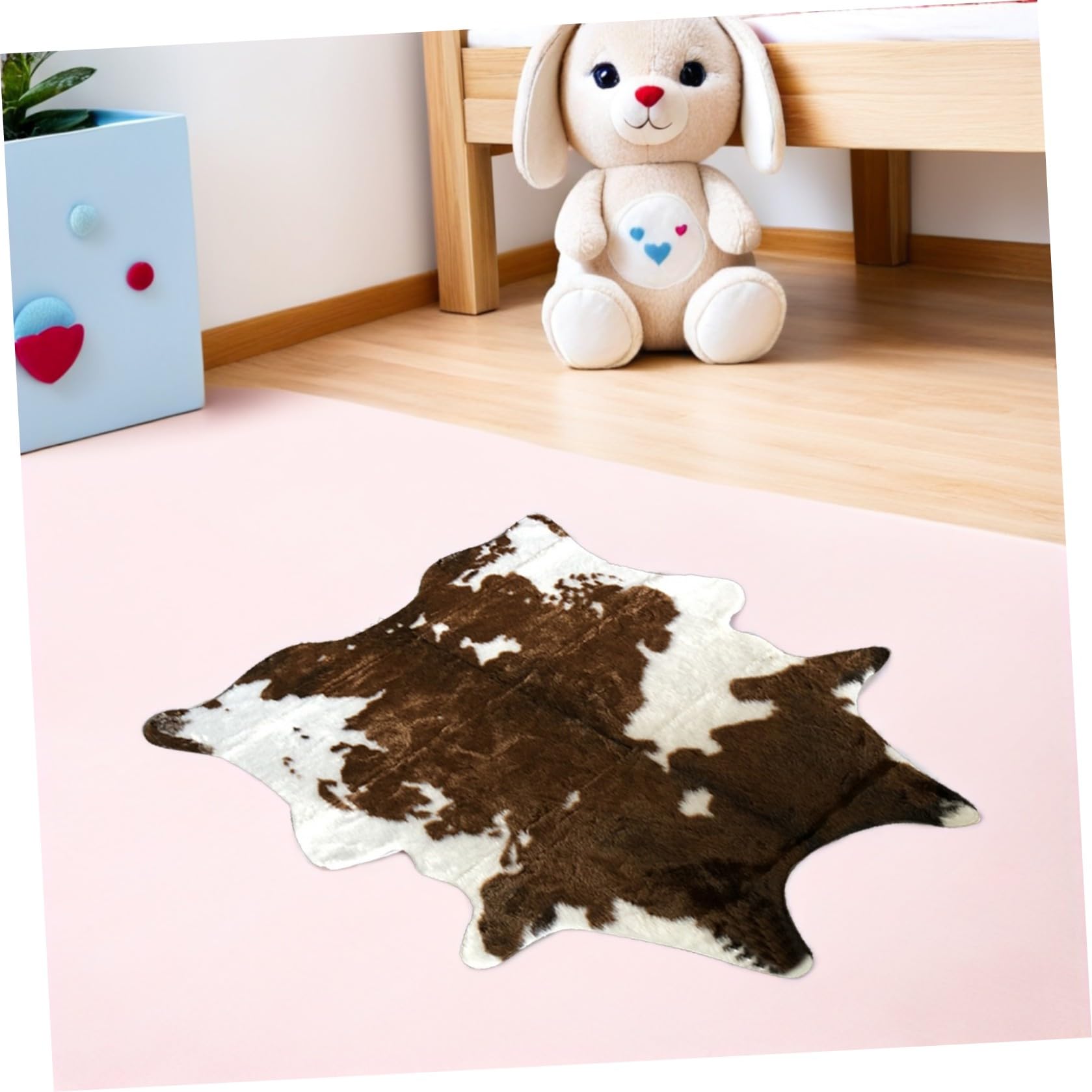BESTOYARD Tappeto Riutilizzabile e Lavabile in Pelle Sintetica, Morbido e Antiscivolo Stampa Mucca, Dimensioni 110X84 CM, per Camera da Letto e Zona Ragazzo Ragazza