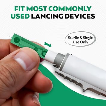 One Step Lancing Device & 100 28G Lancets for Diabetes Blood Testing
