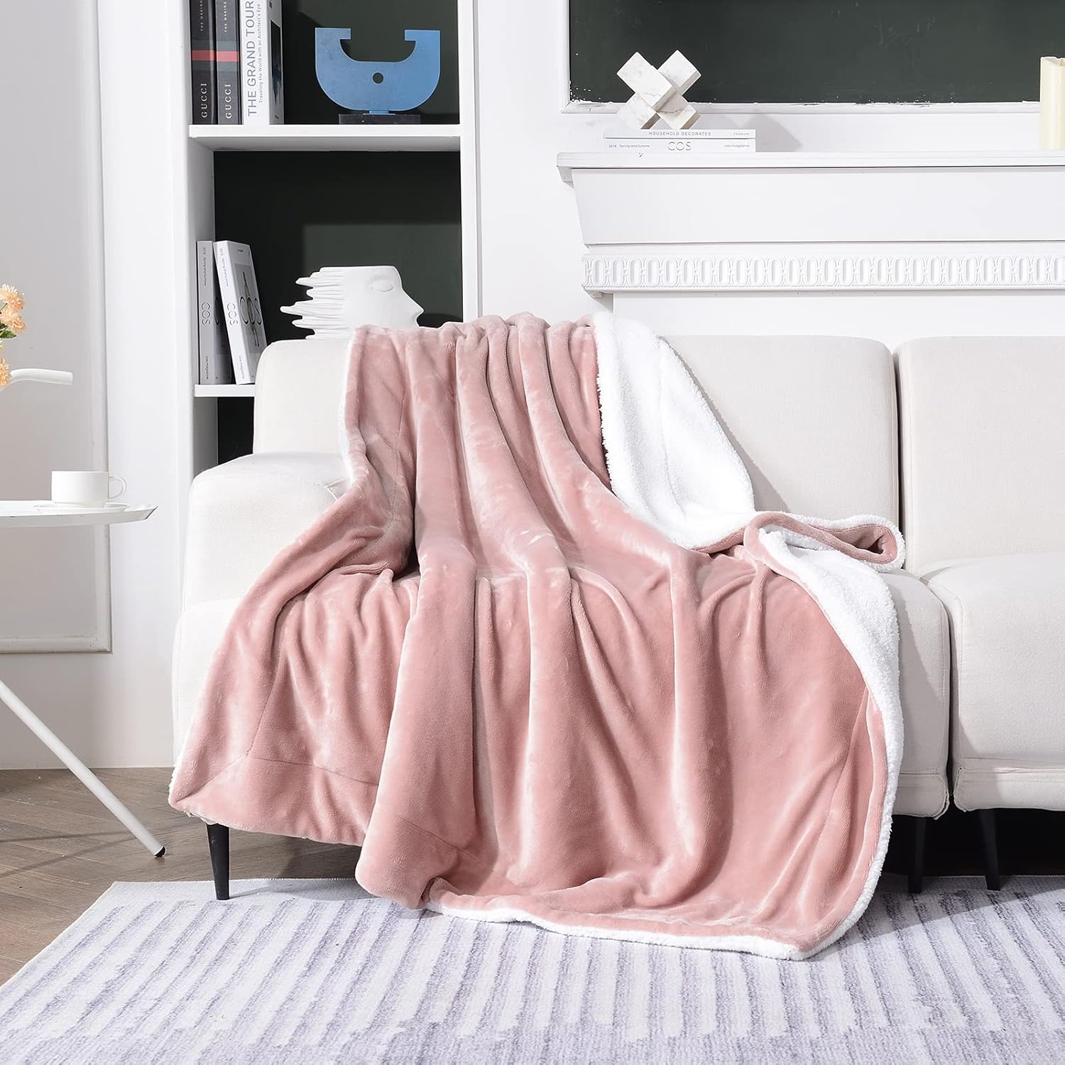 SOCHOW Sherpa Fleece Throw Blanket, Double-Sided Super Soft Luxurious Plush Blanket Throw Size, Dusty Pink, 50x60 inches - Image 6
