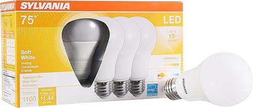 Miniatura 5 de Sylvania - Bombilla LED A19, 9 W, equivalente a 60 W, 13 años, regulable, 800 lúmenes, 3500 K, blanco brillante, paquete de 2 (71185)