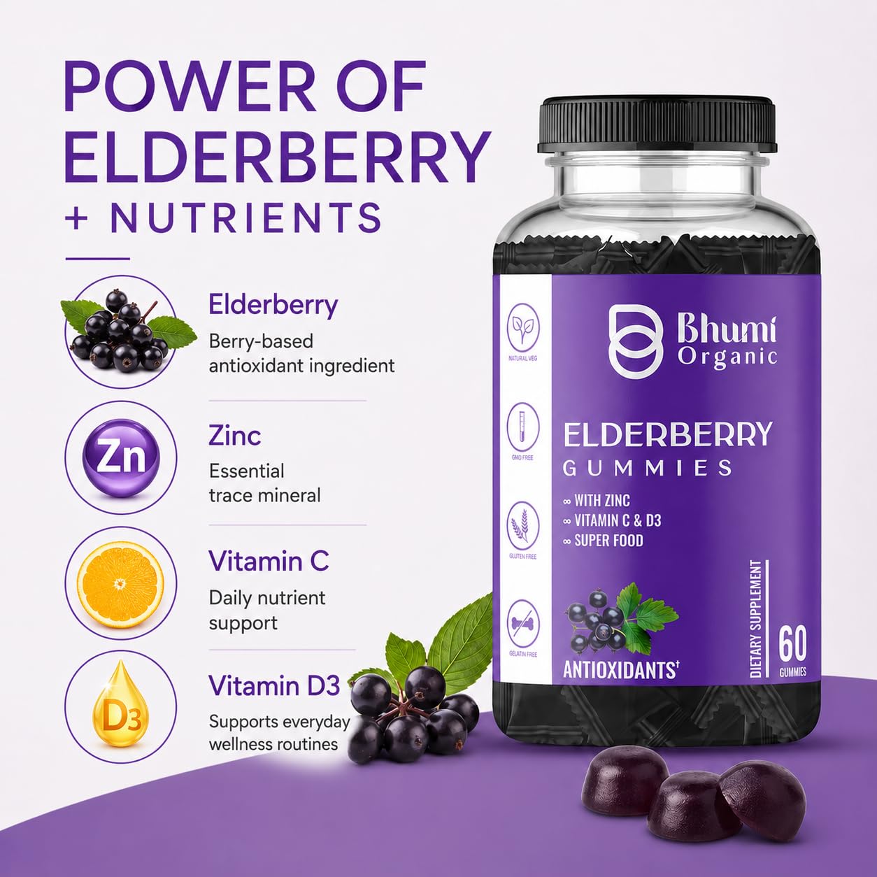 Elderberry Gummies, 60 Count, Berry Flavored — Amazon image 2