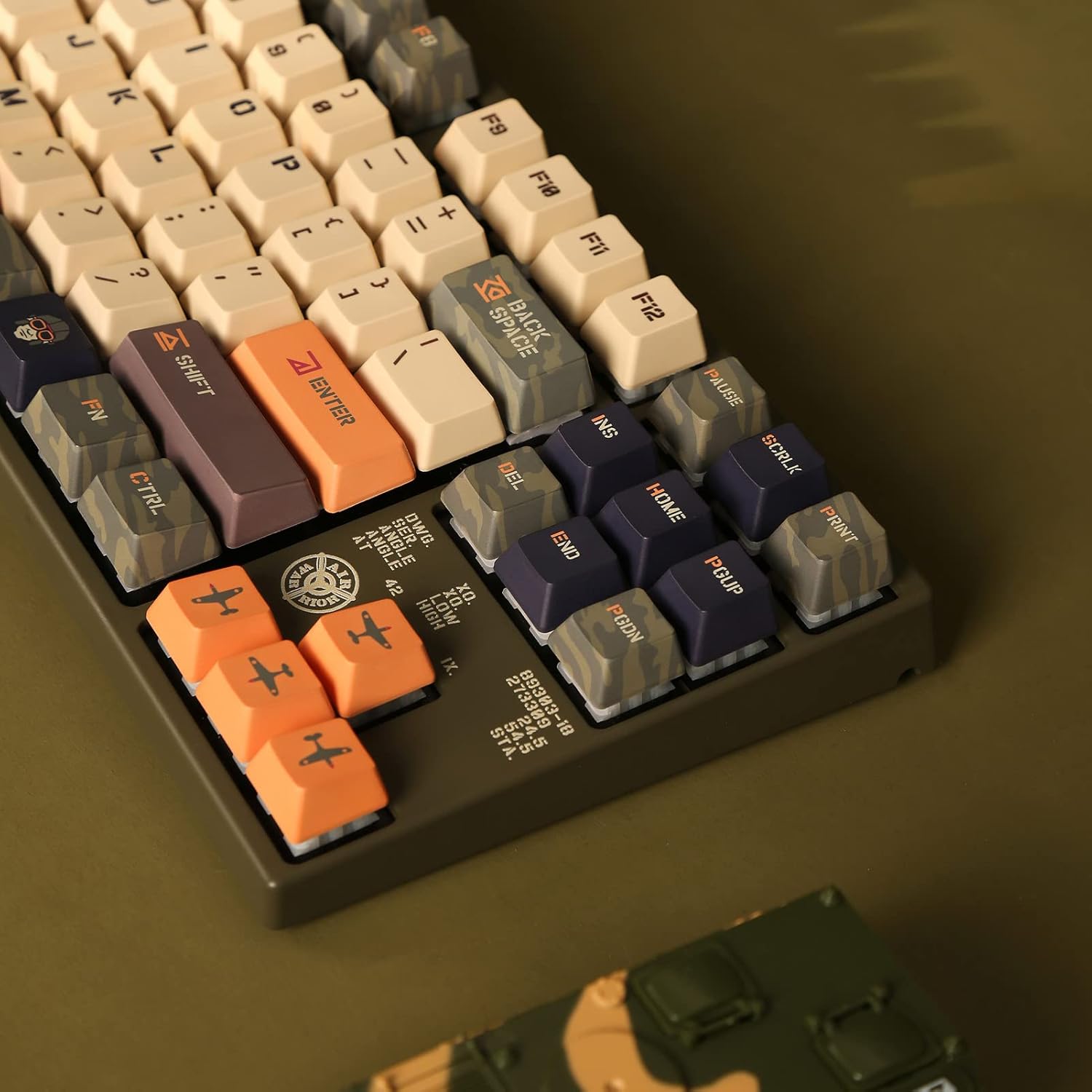 Close-up view of the right side of the Varmilo keyboard, showing indicator lights and keycap details