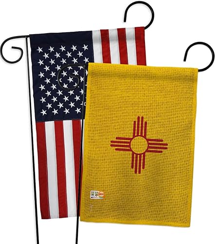 New Mexico Burlap Garden Flags Pack Americana States USA American Territories Republic Country Particular Area Applique Small Decorative Gift Yard