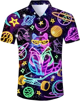 ALISISTER Mens Hawaiian Shirt 3D Print Casual Button Down Ugly Shirts Beach Holiday Aloha Short Sleeve Shirt