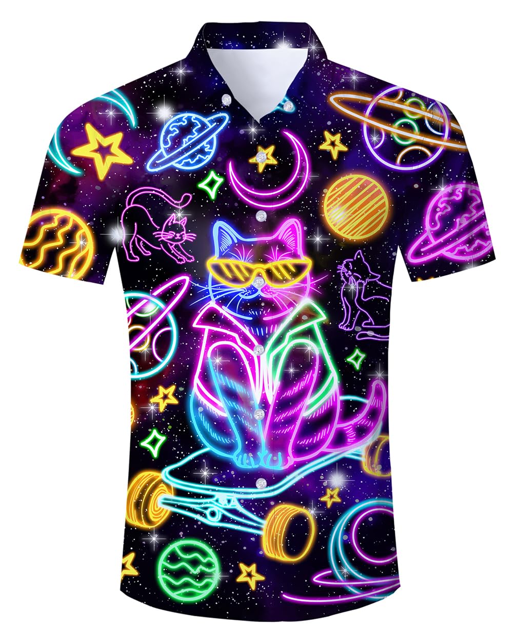 ALISISTER Mens Hawaiian Shirt 3D Print Casual Button Down Ugly Shirts Beach Holiday Aloha Short Sleeve Shirt — view 18