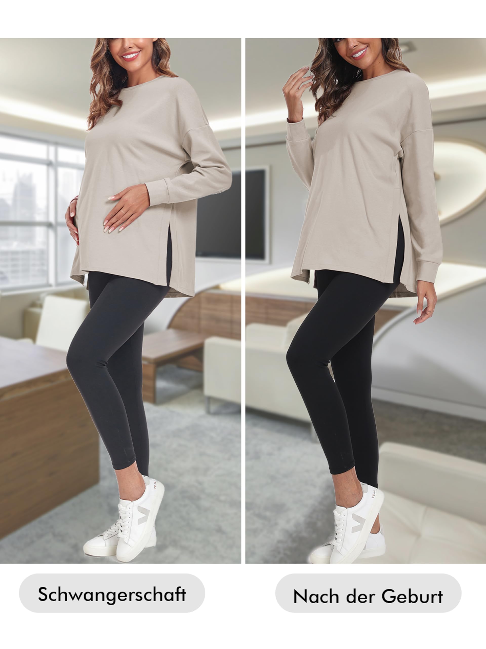 Camiseta de maternidad de manga larga para mujer