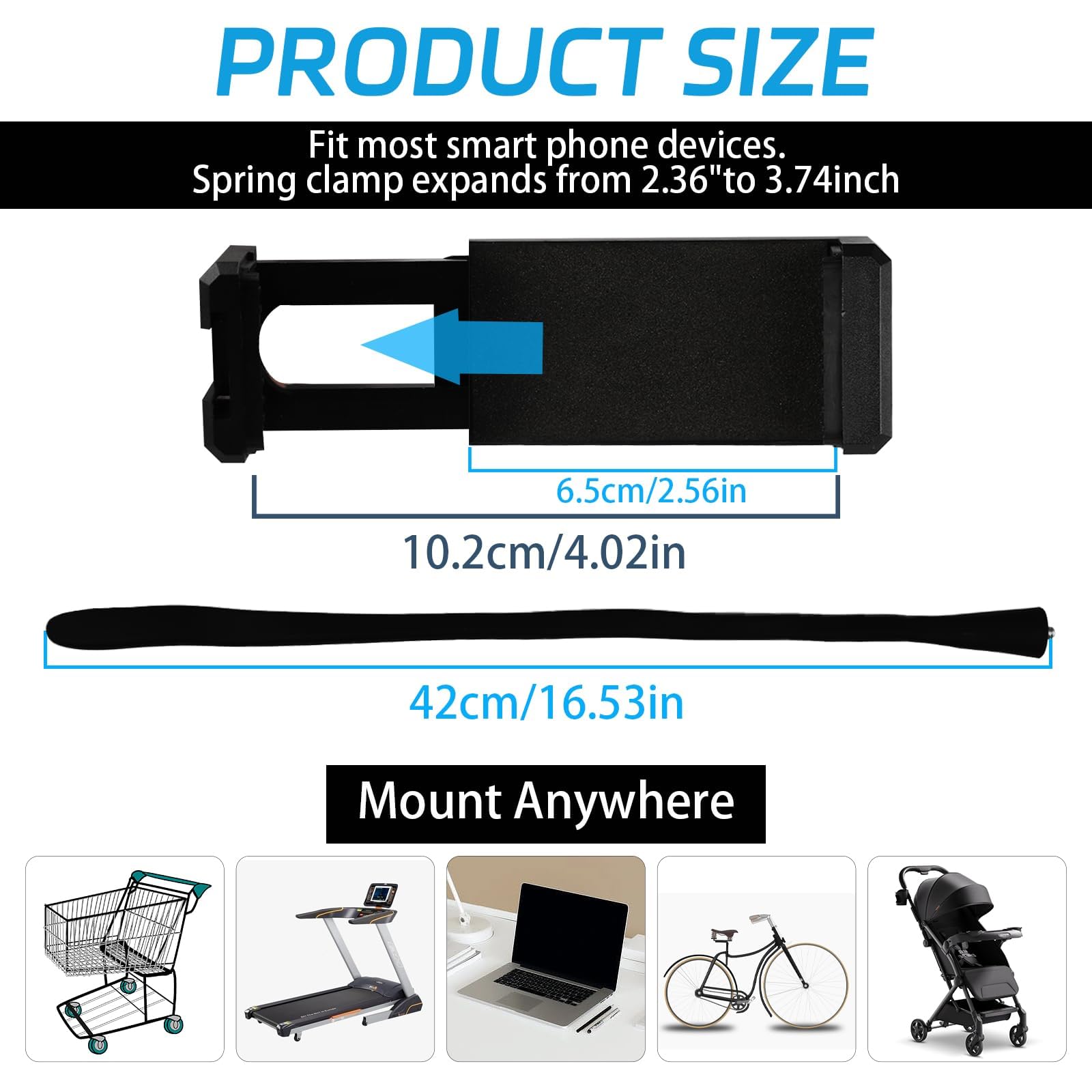 Supporto Per Telefono Da Passeggino Braccio Flessibile 45cm - Clip Universale Per Smartphone 3,5-7,5 Pollici - Mani Libere Per Genitori - 3