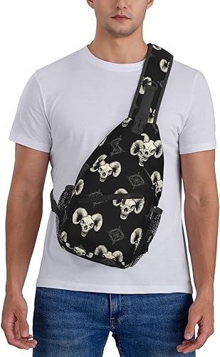 Miniatura 7 de Small Crossbody Bags for Women Men - Vintage Goat Skull Print Adjustable Shoulder Bag Fanny Packs Belt Sling Bag Crossbody Purses Backpack for