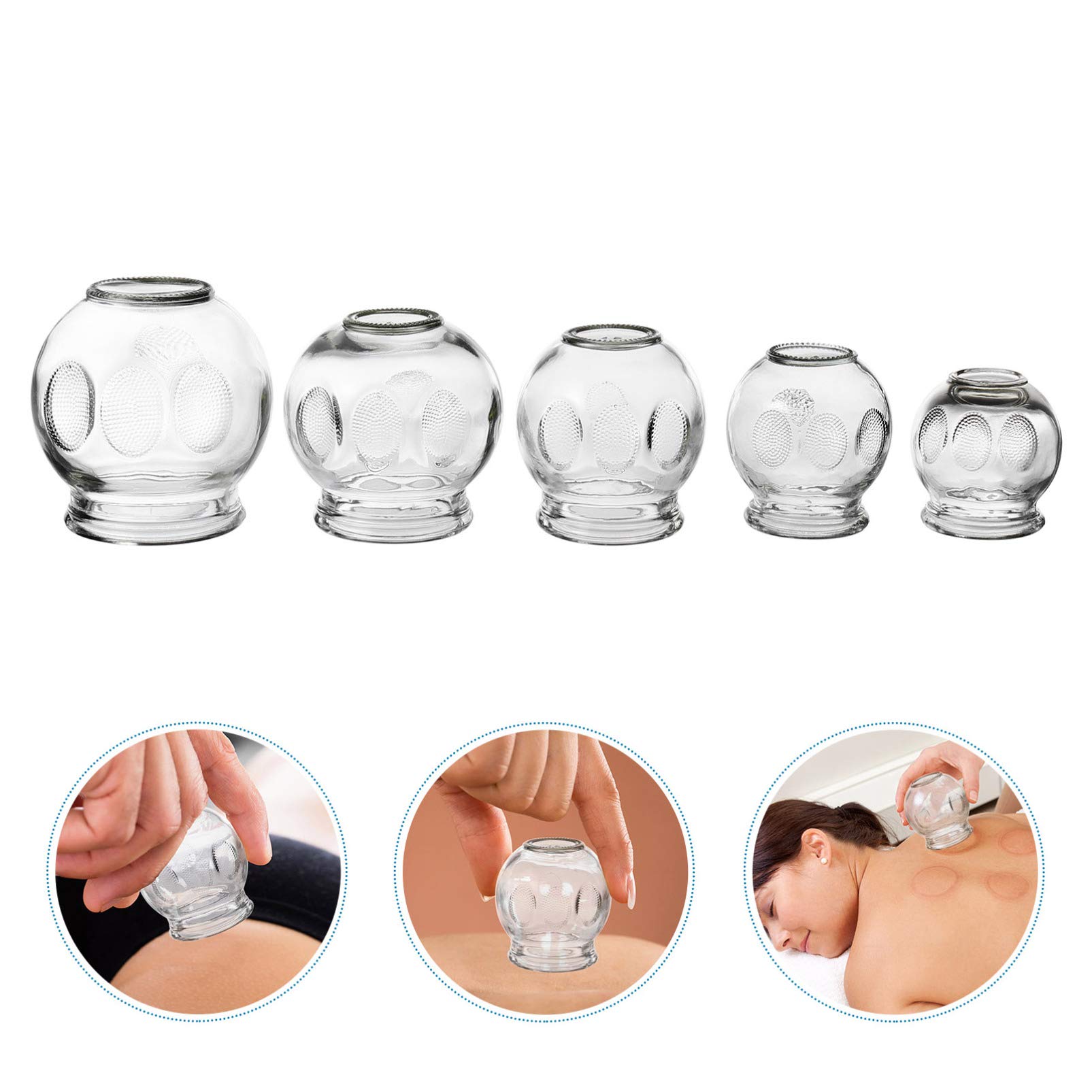 5 Pcs Glass Fire Massage Vacuum Suction Cupping Cups Body Cupping Glass Massage Tools
