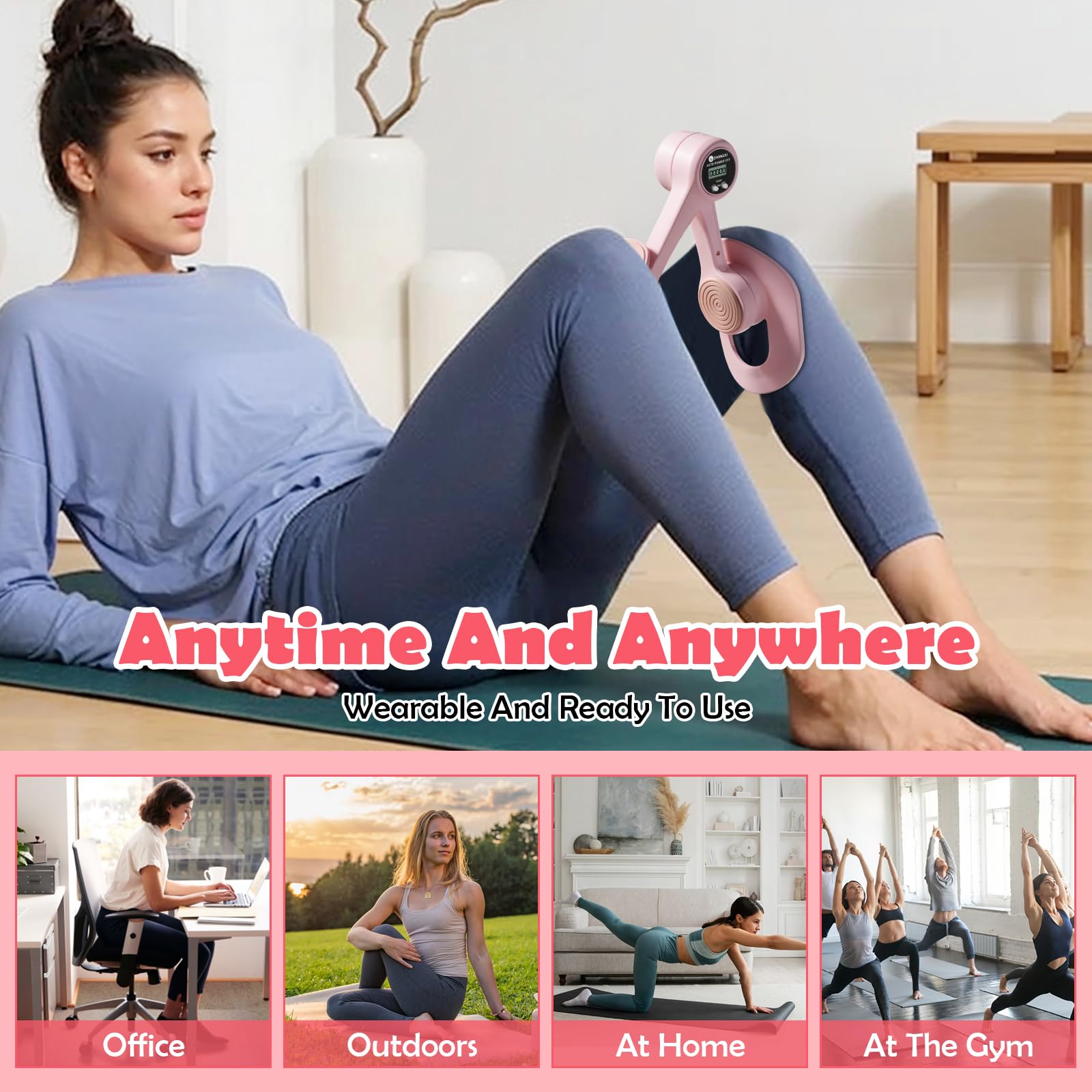 Allenatore coscia con Conteggio automatico, fondo pelvico da donna, Allenatore di Cosce Interno Coscia, Esercitatore per Anca Cosce Gambe, attrezzature sportive per fianchi gambe
