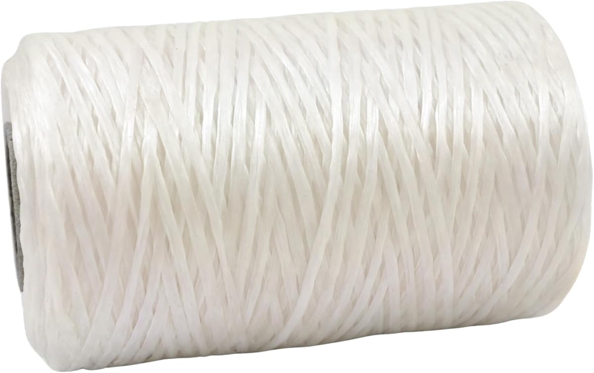 Kulay Artificial Deer Sinew White Waxed Flat Polyester Thread for Beading, Leather, Tie-dye Crafts and Sewing, White Sinue (5-Ply, 300 Yards or 900 Feet)