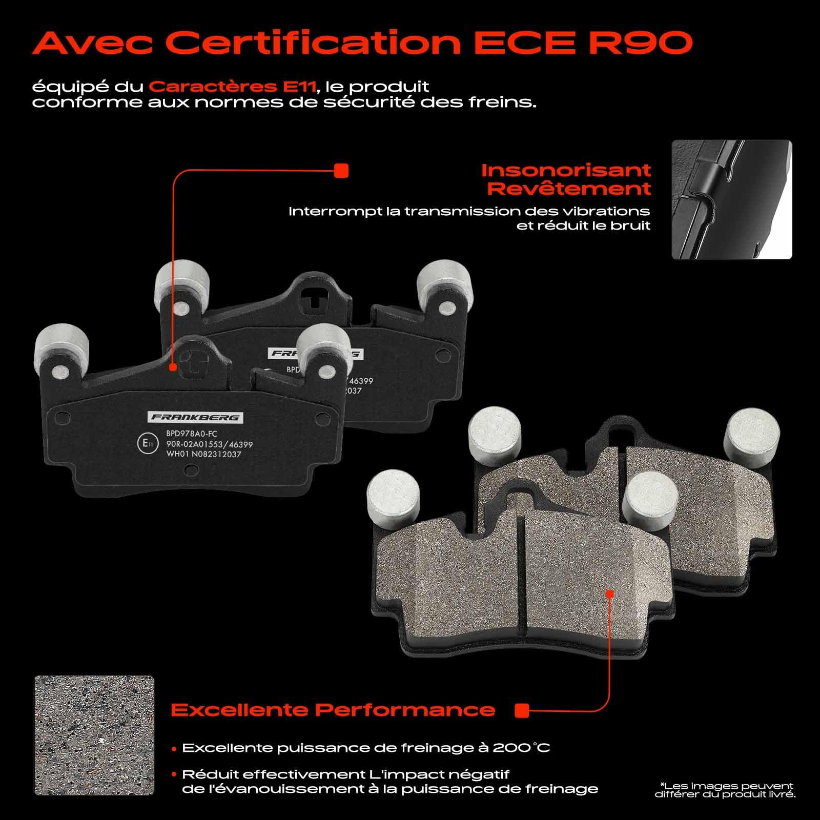 Frankberg Jeu de plaquettes de frein comprenant 4 plaquettes de frein | 7L6698451A, 7L6698451D; Compatible avec: T.o.u.a.r.e.g 7L6 7L7 7LA, C.a.y.e.n.n.e 9PA, Q7 4LB, Fourgonnette Q7 4LB