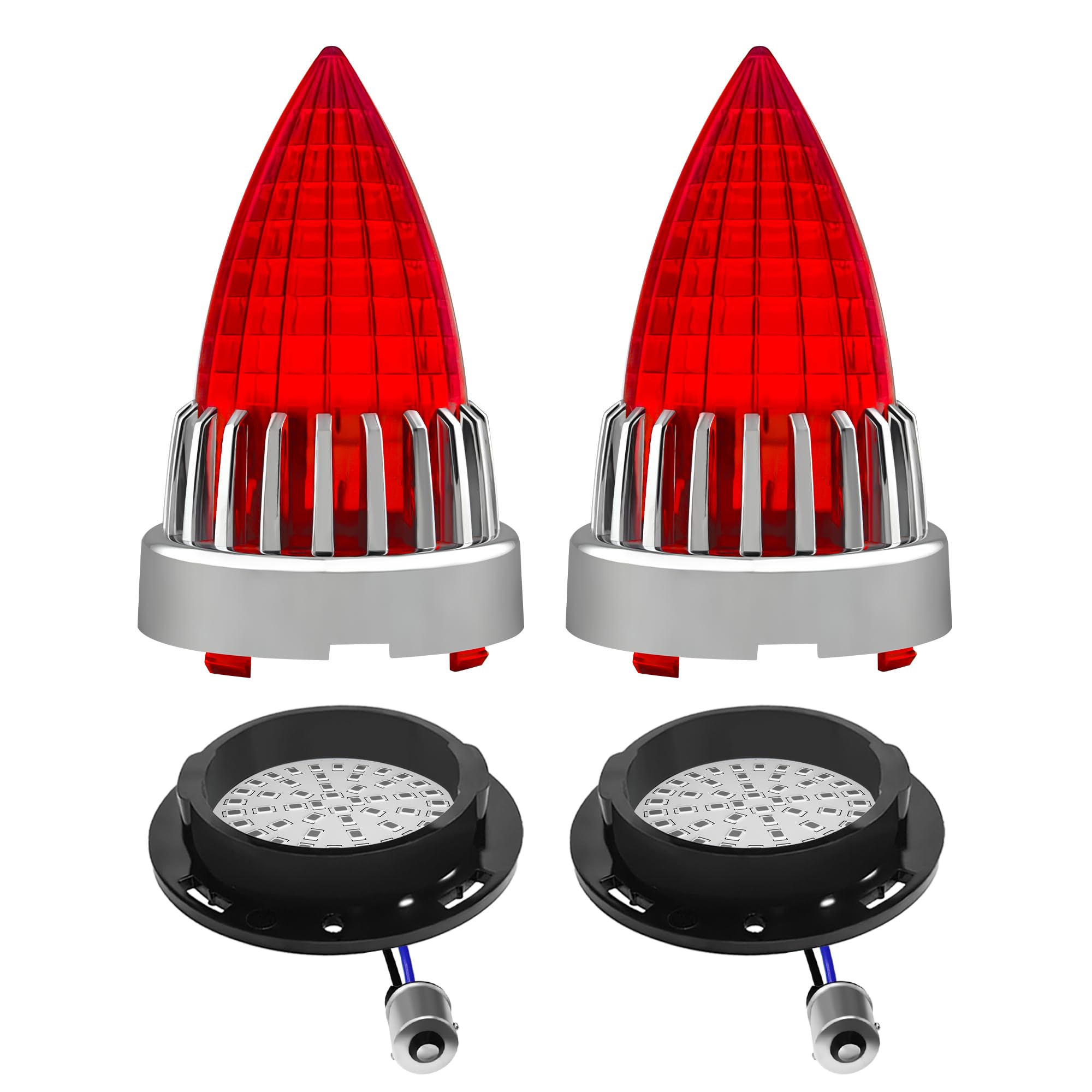 FATECIM 3 1/4" 1156 LED Rear Turn Signal Red Light Blinkers Indicators with Supersonic Replacement Red Lens for Harley Touring Road Glide Road King Electra Glide Heritage Fatboy Softail Springer