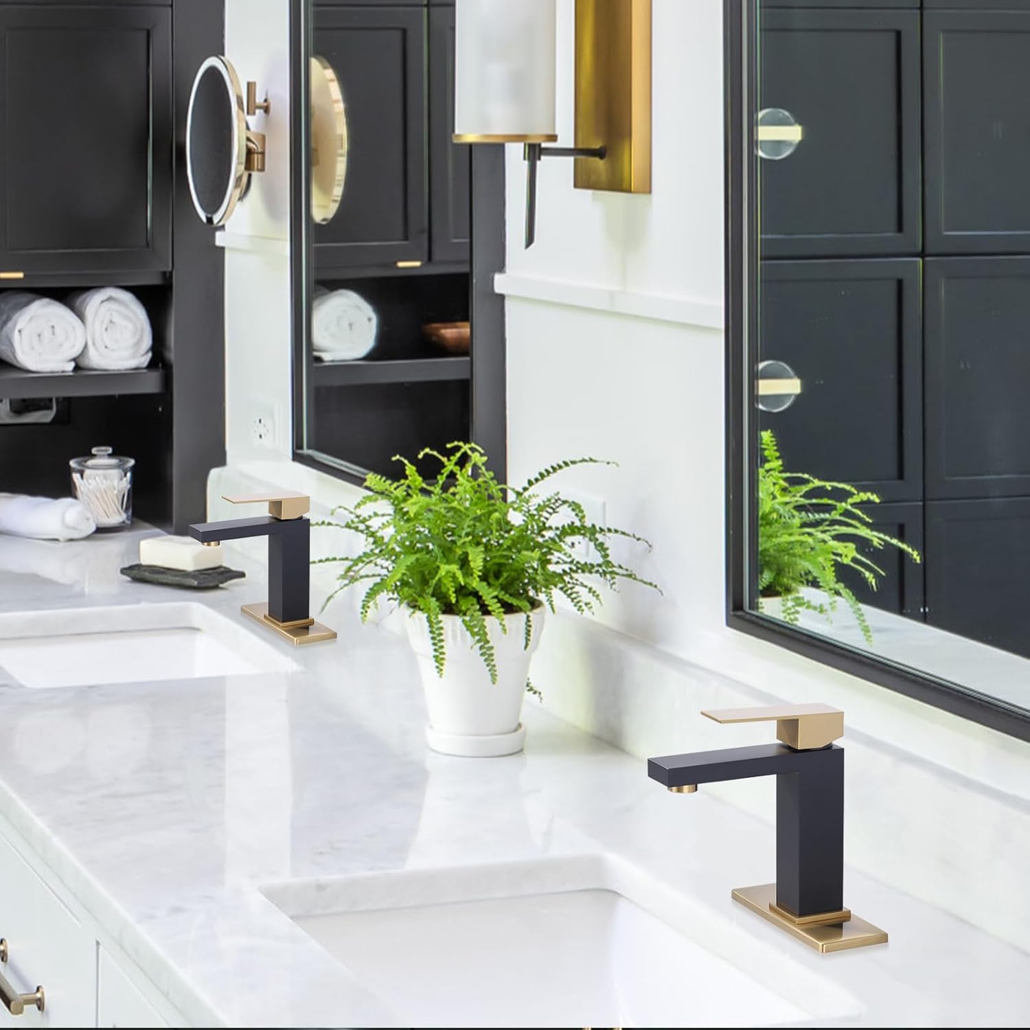 Black and Gold Bathroom Faucet ARCORA Black Gold Faucet for Bathroom Sink Modern Single Hole Bathroom Faucet with cUPC Supply Lines and Pop Up Drain