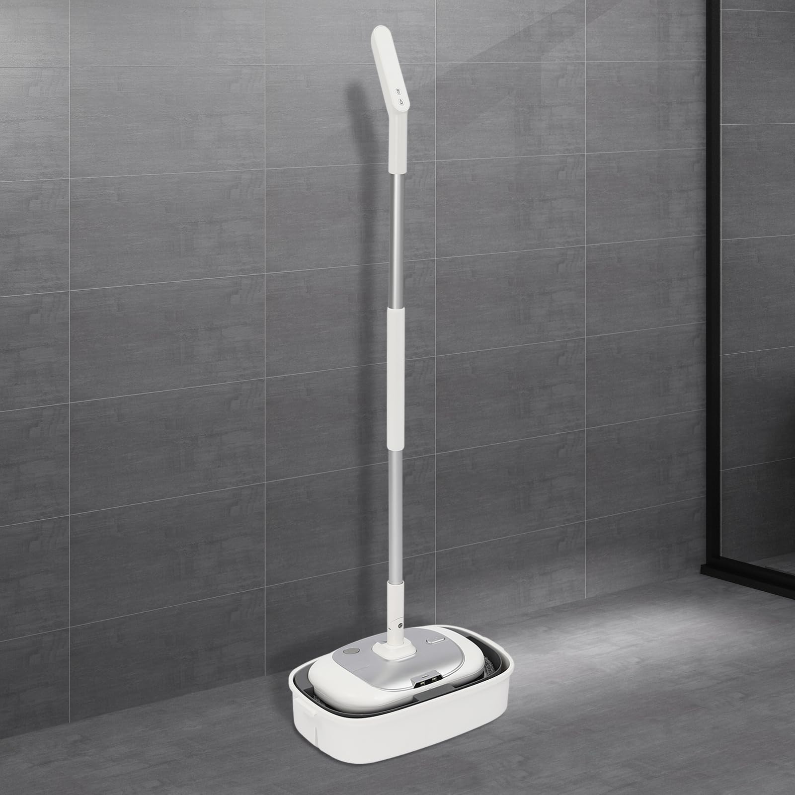 Mopa eléctrica inalámbrica con cubo de limpieza para la limpieza de suelos Azulejos Suelos duros Suelos de madera Altura total: 1,2 m 40 W Cabezal de la mopa: 35 x 20 x 6,5 cm