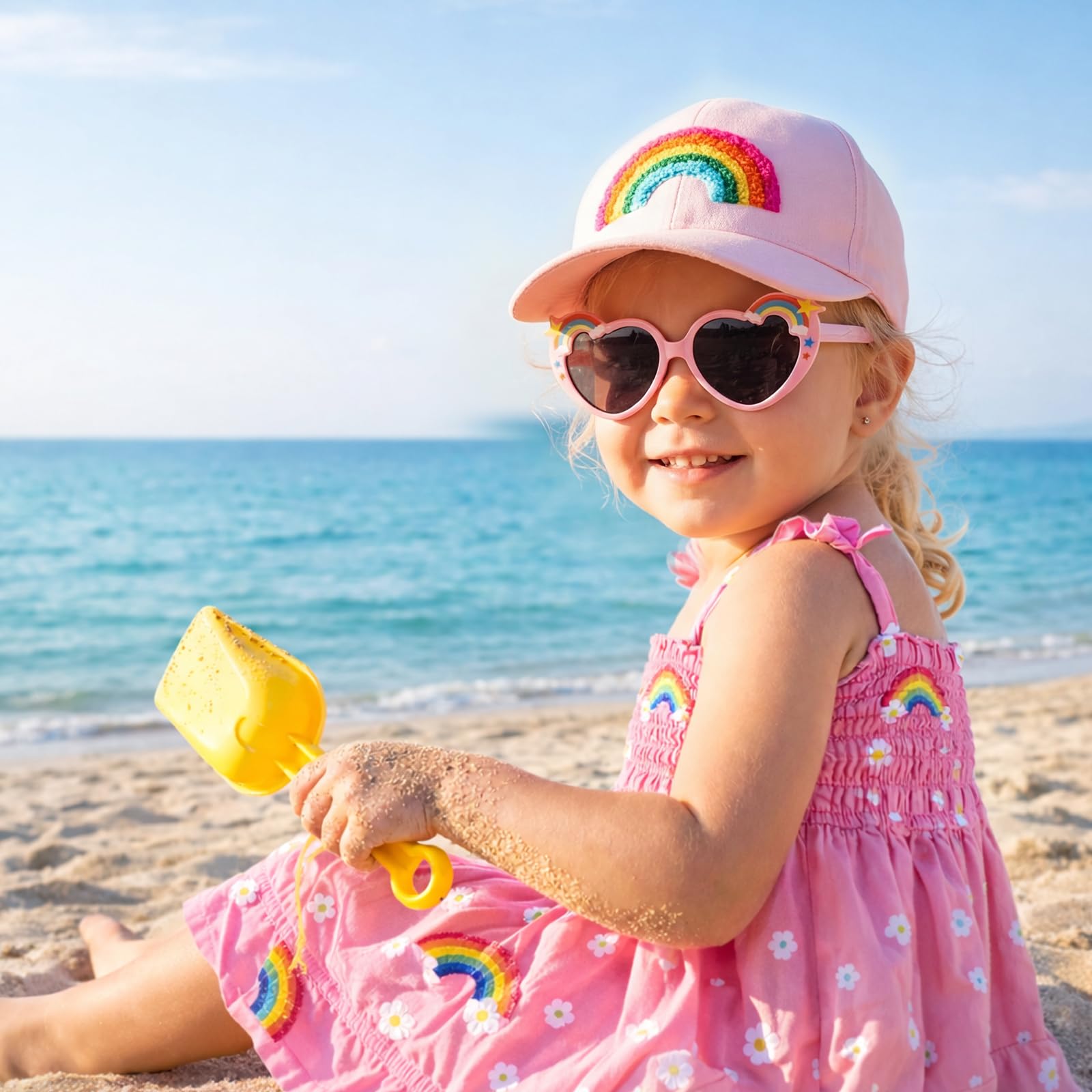 Juego de gorra de béisbol para niñas, gorra de camionero ajustable para niños, bonita gorra de verano para exteriores, gorra de béisbol para niñas de 2 a 6 años