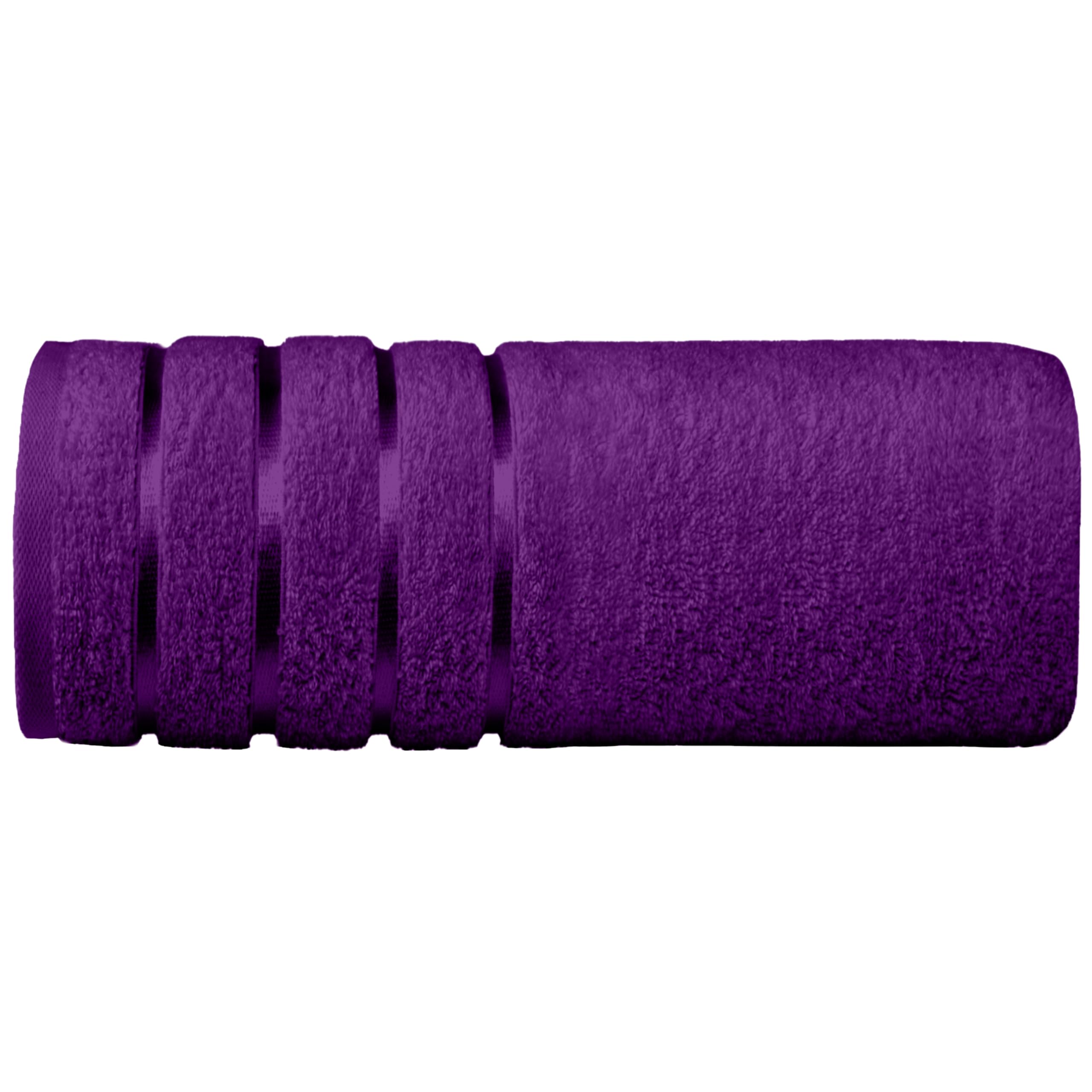 Elegant Comfort 100% Turkish Cotton 4 Lines Viscose Stripe Jumbo Bath Towel - Hotel Spa Quality Extra Large 35 x 70 Inch Bath Towel Ultra Soft, Super Absorbent Quick Dry Large Bath Towel, Purple