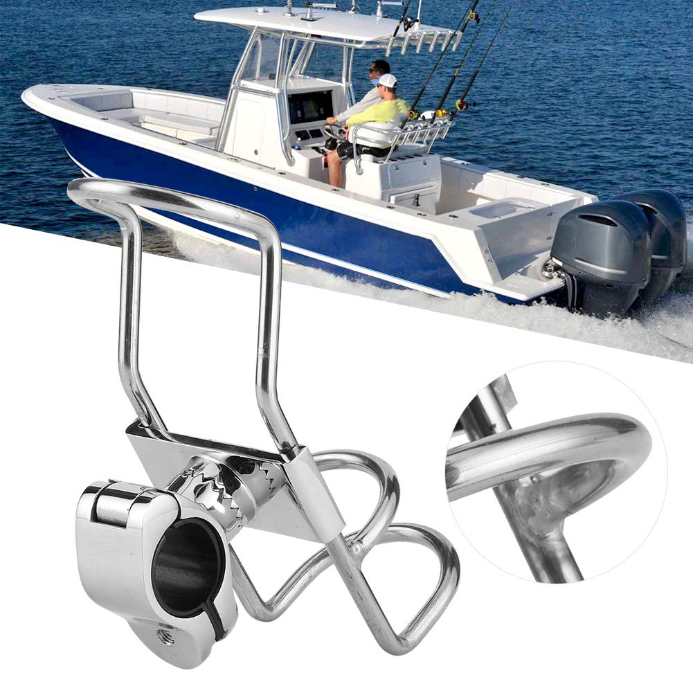 KIMISS 1 pezzi porta canne pesca in acciaio inox porta canne pesca/supporto per rastrelliera su guida morsetto su portacanna per barca pesca kayak marino 26mm 32mm(32MM)