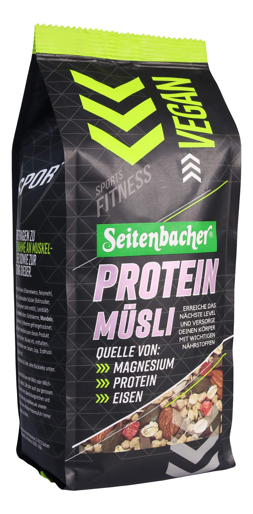 Seitenbacher Protein Müsli Vegan I 5 źródeł białka I 30% białko I bogaty w błonnik I (1 x 454 g)