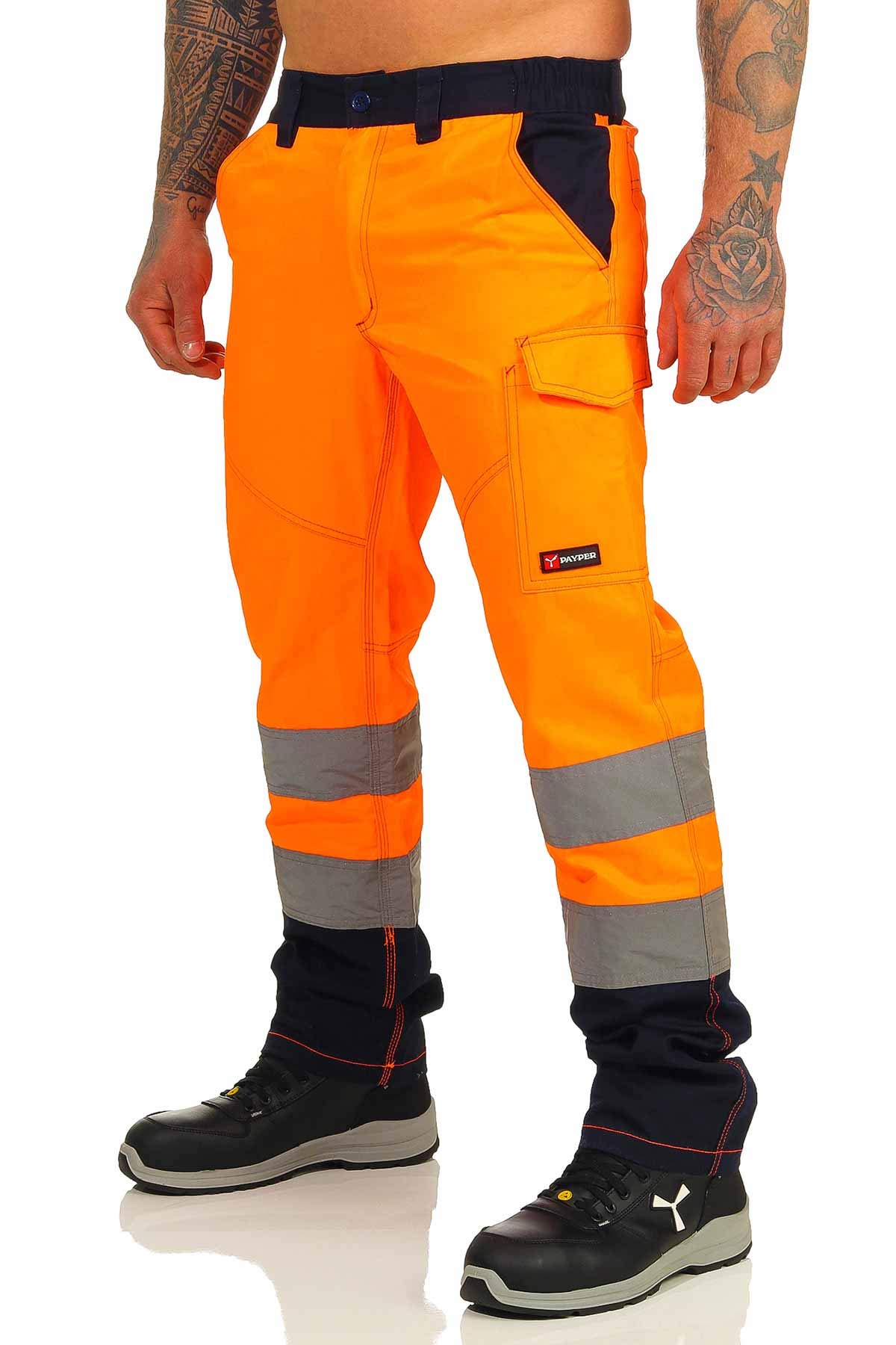 Warnschutzhose, Lange Warnschutz Arbeitshose, EN ISO 20471 Klasse 2