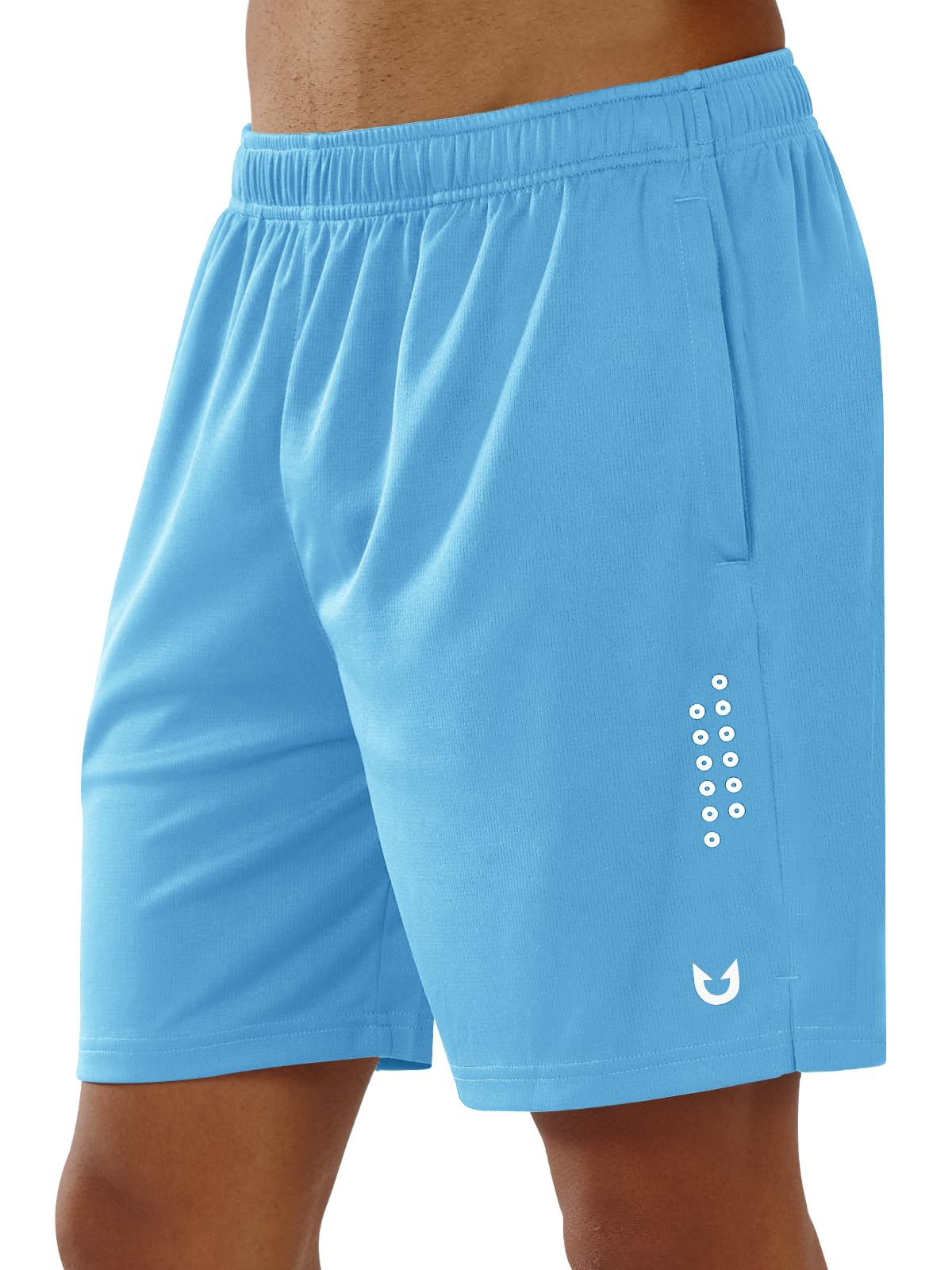 NORTHYARD Men's Athletic Gym Shorts 10"/7"/5" Running Basketball Tennis | Quick Dry, Zipper Pockets, Lightweight, Breathable, Running, Reflective Strips, UPF 50+, Hiking, Sports, Workout 7 INCH Large Skyblue