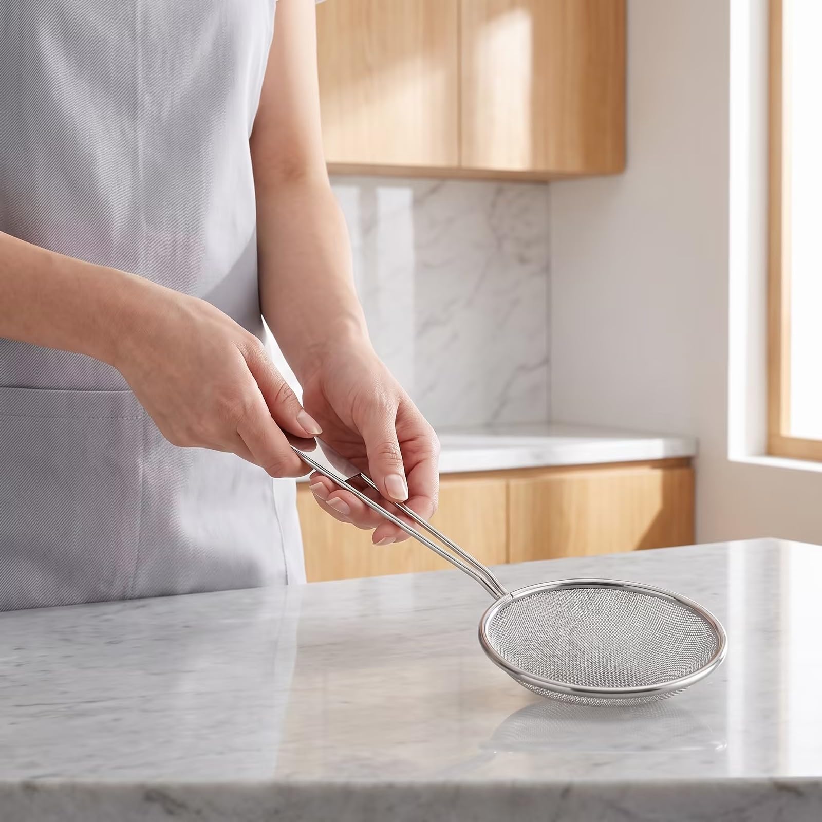 Colino in Acciaio Inox | Distanza Dal durante l'uso, Passino in Metallo con Anello per Appendere, Filtrazione di Succhi, 20cm
