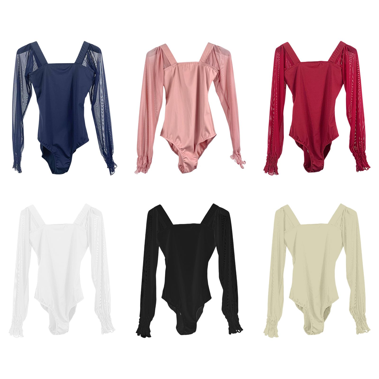 Leotardo de malla transparente de manga larga para Ballet, danza, Mallas de gimnasia, trajes de Ballet, ropa para mujer, Leotardos de gimnasia