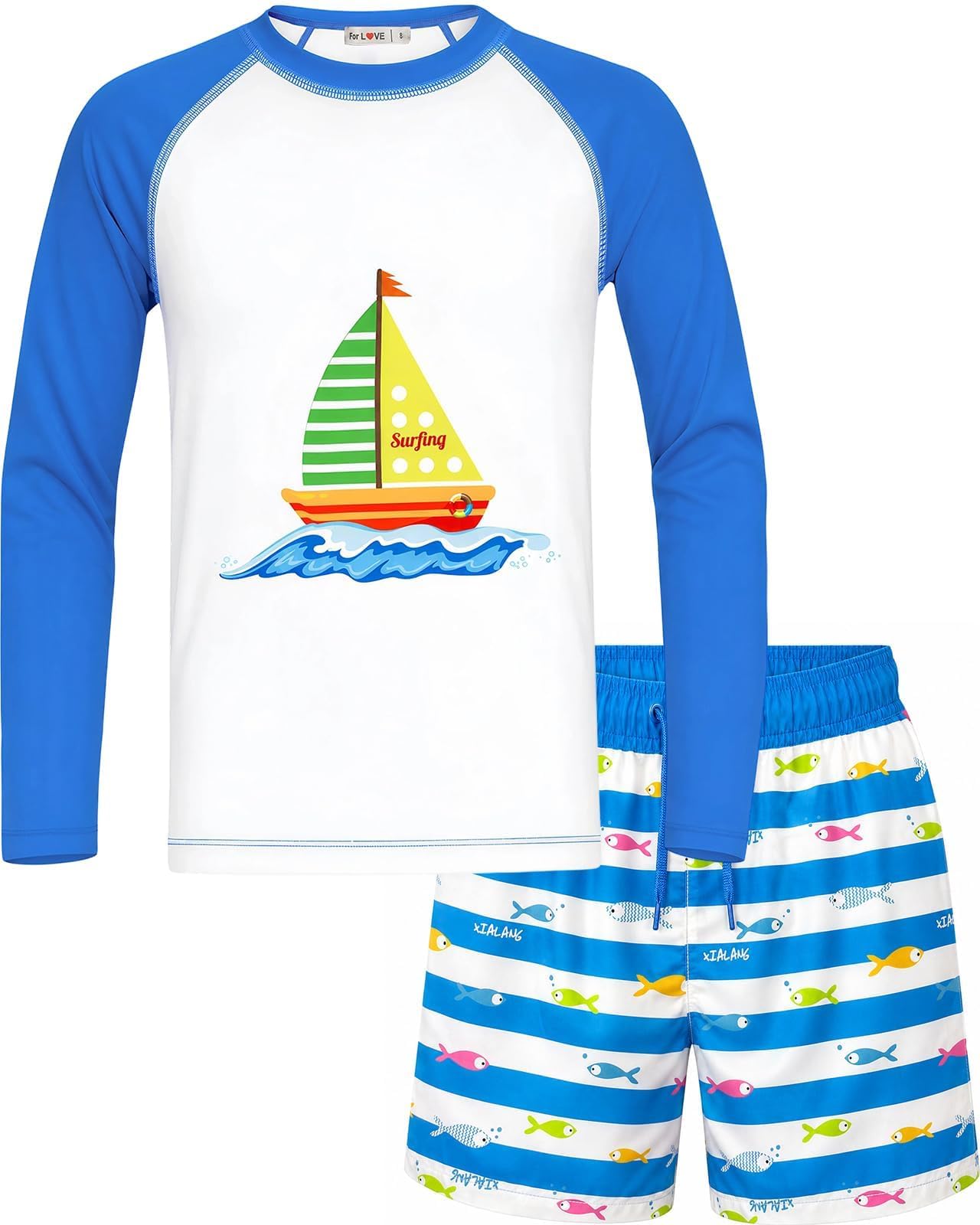 weVSwe Maillot de bain à manches longues pour garçon UPF 50+ 2 pièces