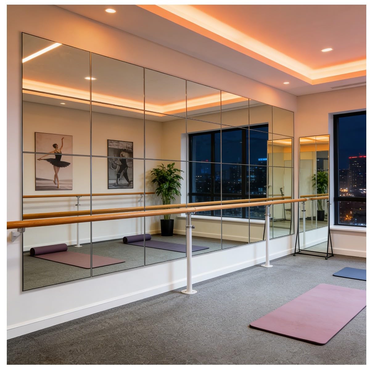 Espejo de Pie Cuerpo Entero para Gimnasio, 4 Piezas de Espejos Grandes de Pared de 30x30cm, Fáciles de Usar para Gimnasio, Garaje, Yoga, Estudio de Baile y Dormitorio