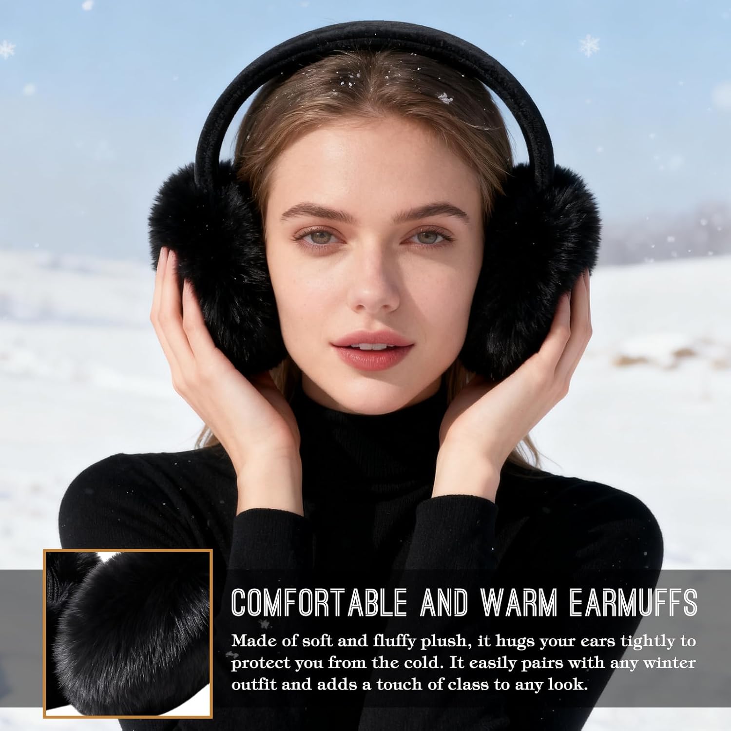 Berlune Winter Ear Muff for Women Fluffy Faux Rabbit Fur Warm Earmuff Cute Furry Foldable Ear Warmer For Outdoor Skiing Gift - Image 7