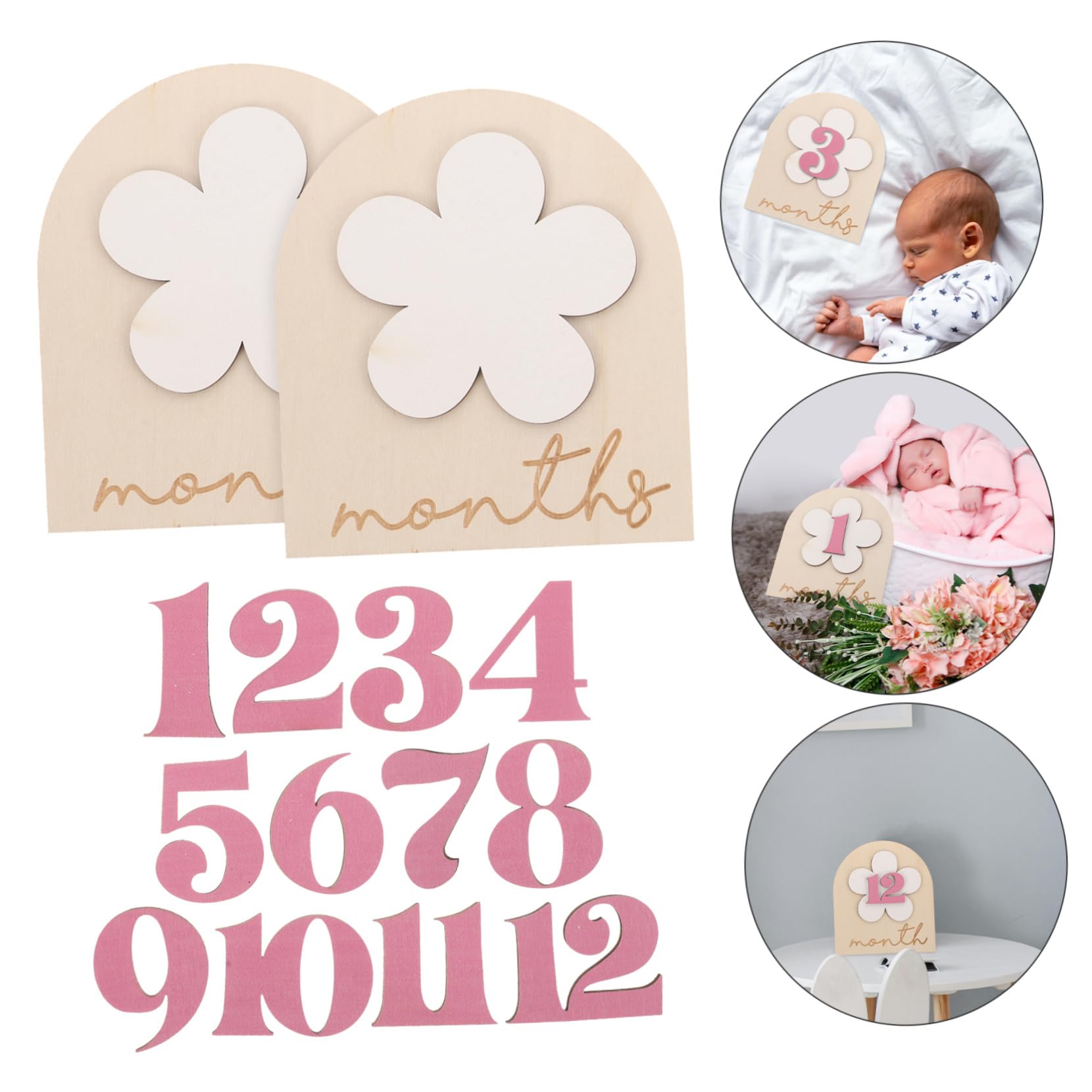 DOITOOL 5 Sätze Requisiten Für Die Babyfotografie Foto-shooting Monatlich Bekanntmachung Kleinkind Erste Artikel Geburt Zu Monatszeichen Für Babys Babyzeichen Babypartyschild Hölzern
