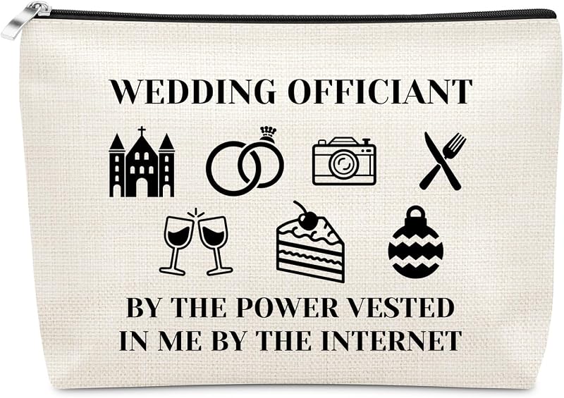 Sazuwu Necessaire de maquiagem com estampa WEDDING OFFICIANT, fechamento em zíper, 1 unidade
