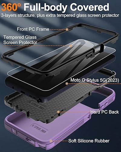 Miniatura 10 de Motorola Moto G Stylus 5G (2023) Funda para teléfono, con protector de pantalla, cubierta de puerto a prueba de polvo, cubierta de goma de silicona
