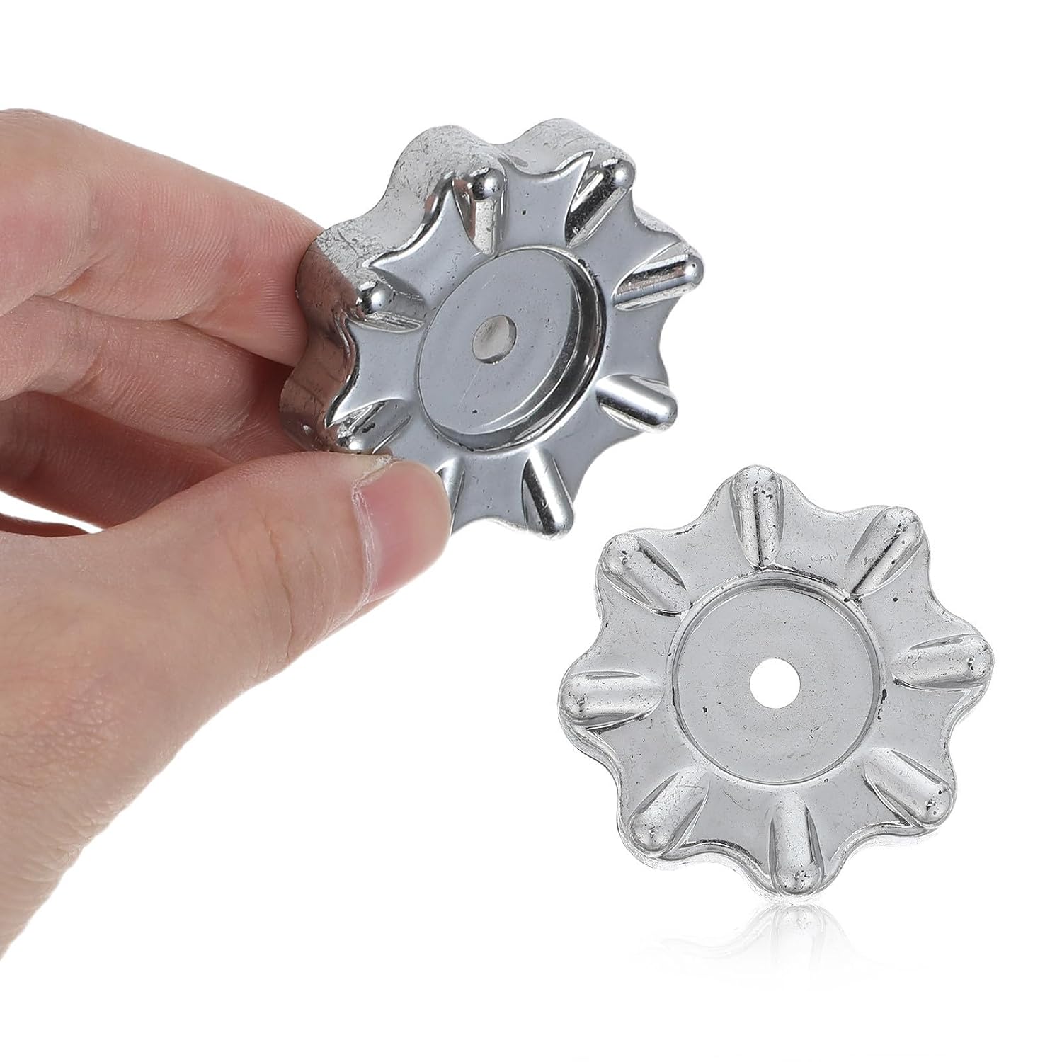 2pcs Ac Pressure Gauge Valve Knob Iron Silver Handwheel Replacement