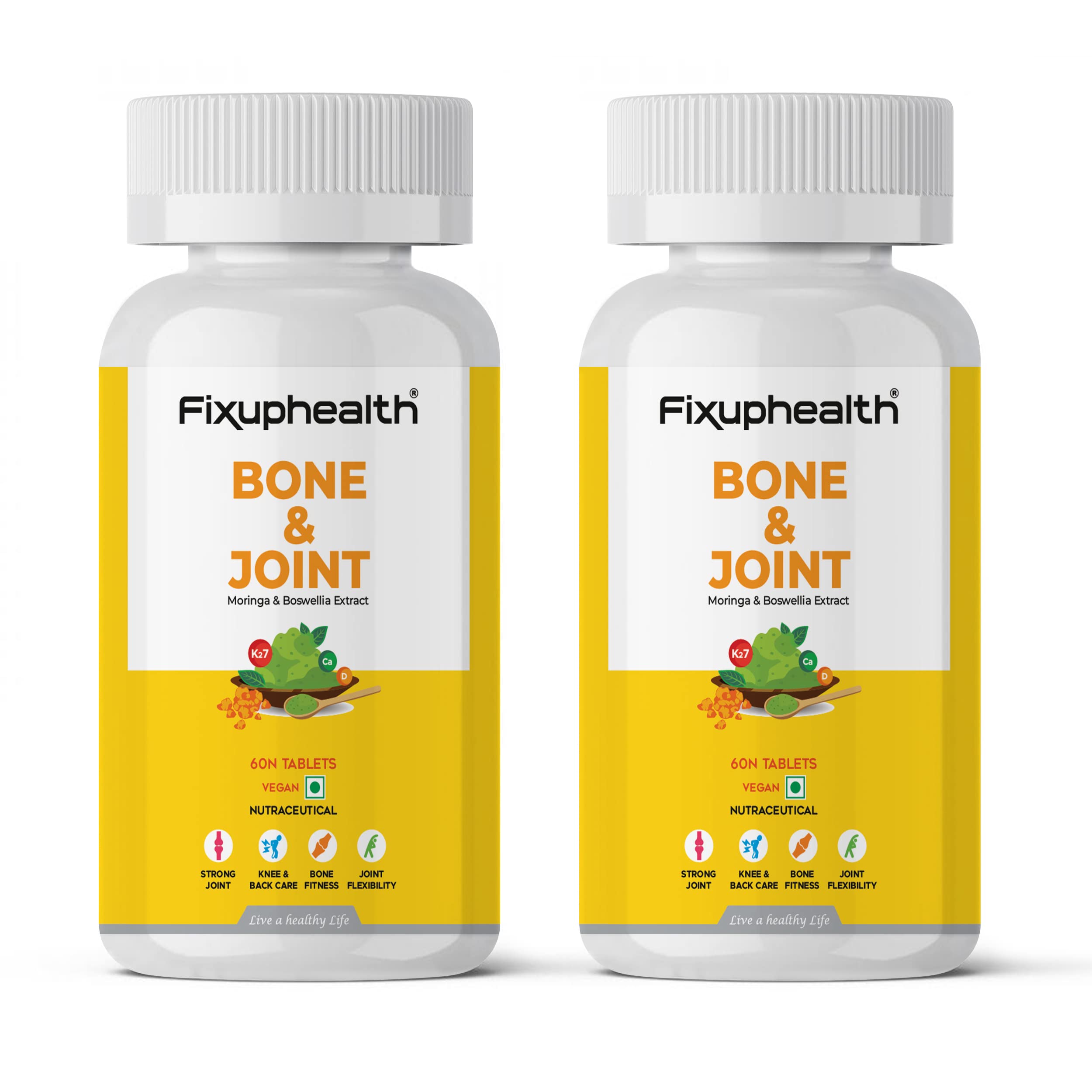 Fixuphealth Calcium 1000mg Supplement Tablets for Bone and Joint with Moringa Boswellia Extract for Knee Back care Joint Flexibilty Boost Bone Muscle Strength Vegan 60 Tablets Pack of 2 (B0BT761BJP) Amazon Price History, Amazon Price Tracker