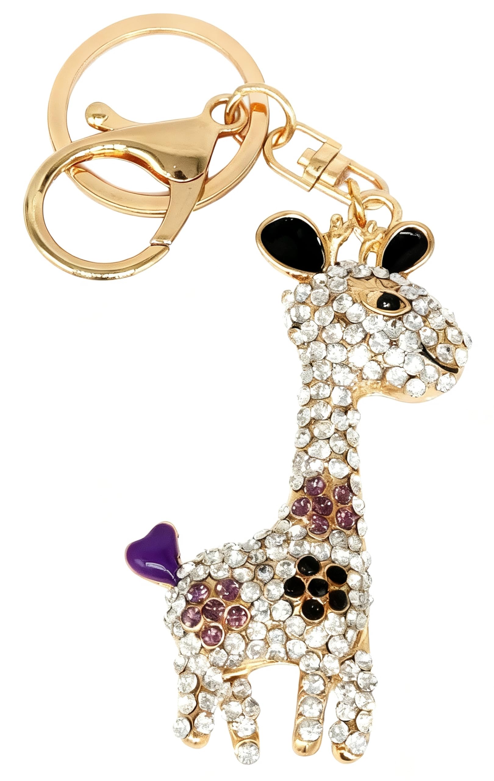 Moydolo Cute Giraffe KeyChain Bag Charms Crystal Rhinestone Giraffe Key Chain Ring Pendant For Women Handbag Purse Bags