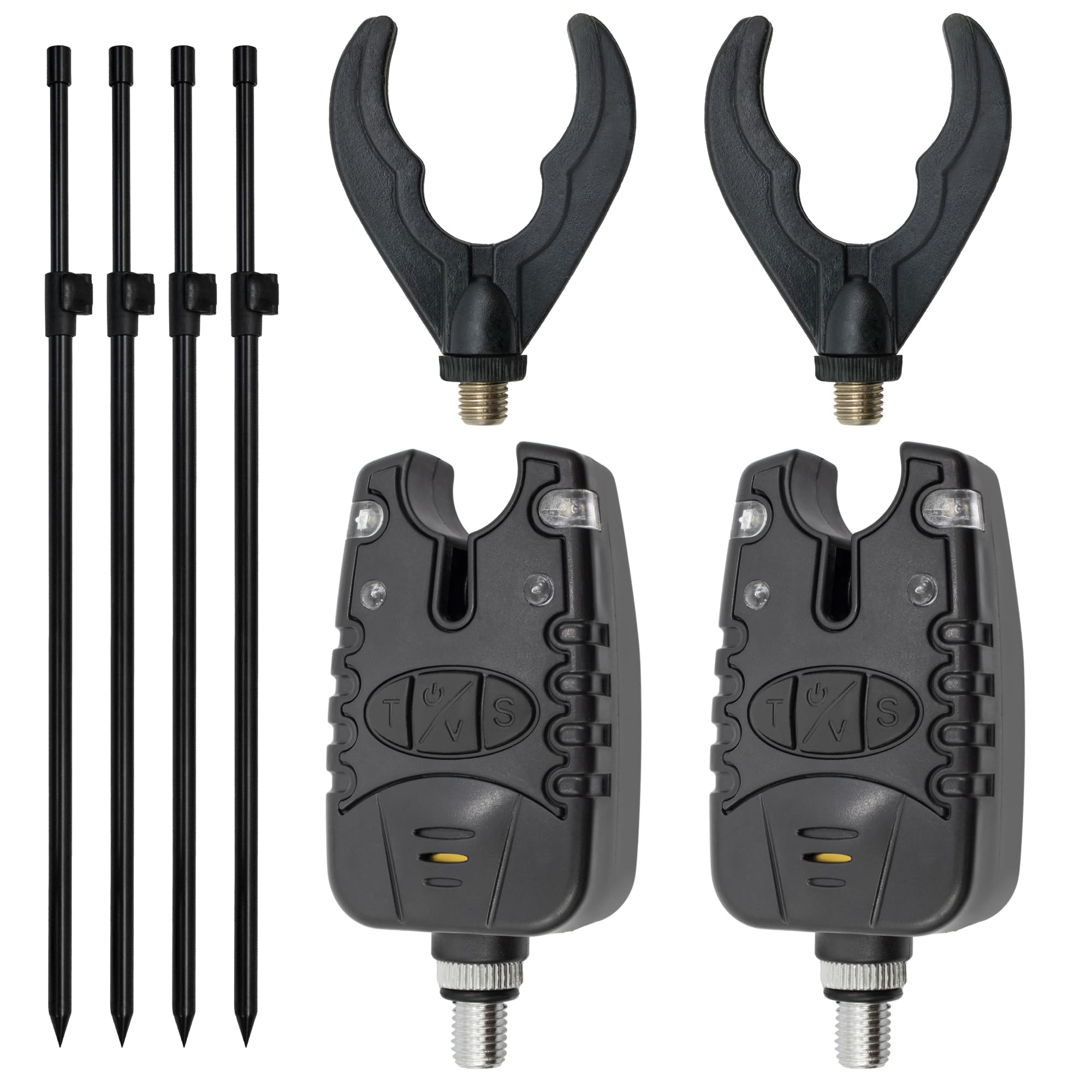 Banksticks + Bissanzeiger Set Rutenablage - Komplettes Ruten-Auflage-Set für optimales Angelerlebnis (2 Ruten | Länge: 50-80cm)