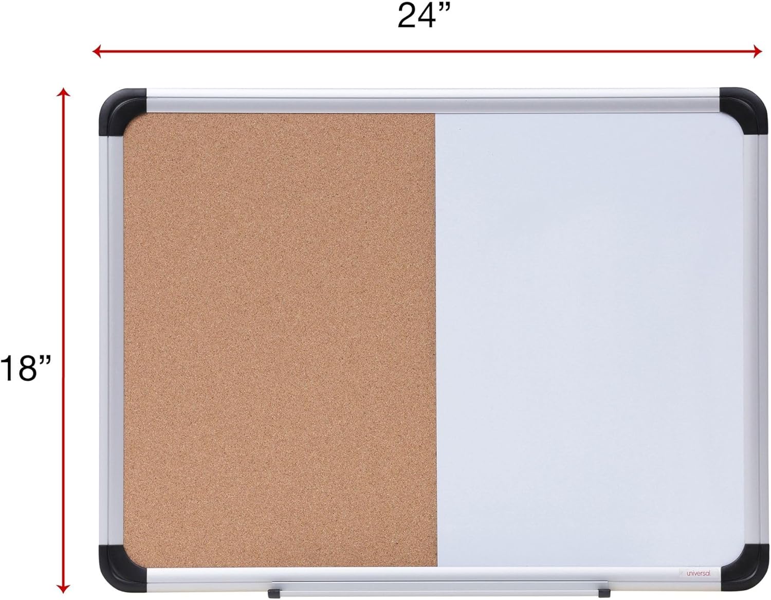 Universal Cork/Dry Erase Board, Melamine, 24 X 18, Black/Gray Aluminum/Plastic Frame