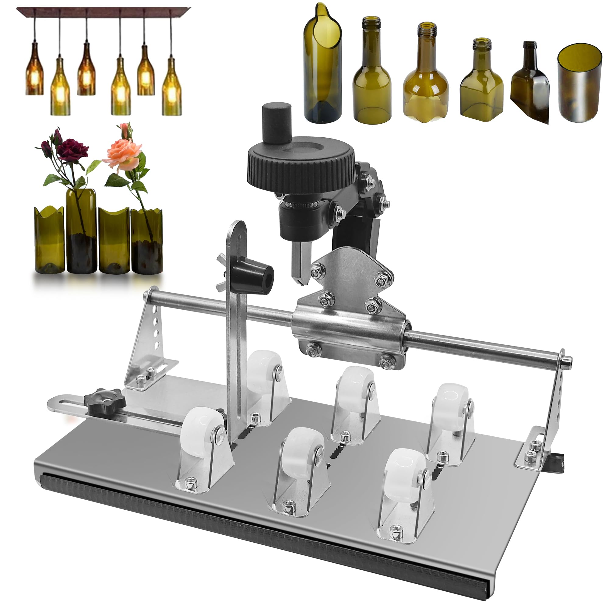 Smasener Wine Bottle Cutter,Glass Bottle Cutter Set, Wine Bottle Cutter Tools, Curved Glass Cutting Tool for Round and Square Bottles, [Stainless Steel 420]Bottle DIY Craft Kit