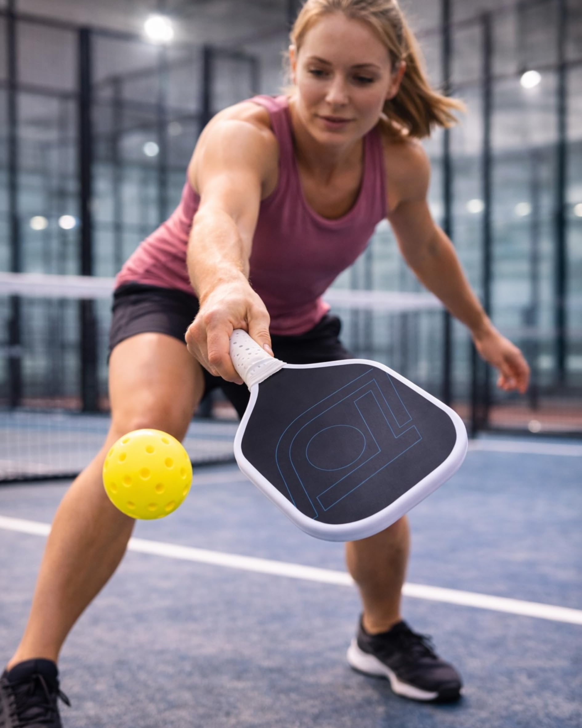Topspin Pickleball Schläger aus Carbon - Profi Pickleball Paddle für Einsteiger & Profis - Leichter Pickleball Schläger - Hochwertiger Pickle Ball Schläger (Anthrazit/Türkis)