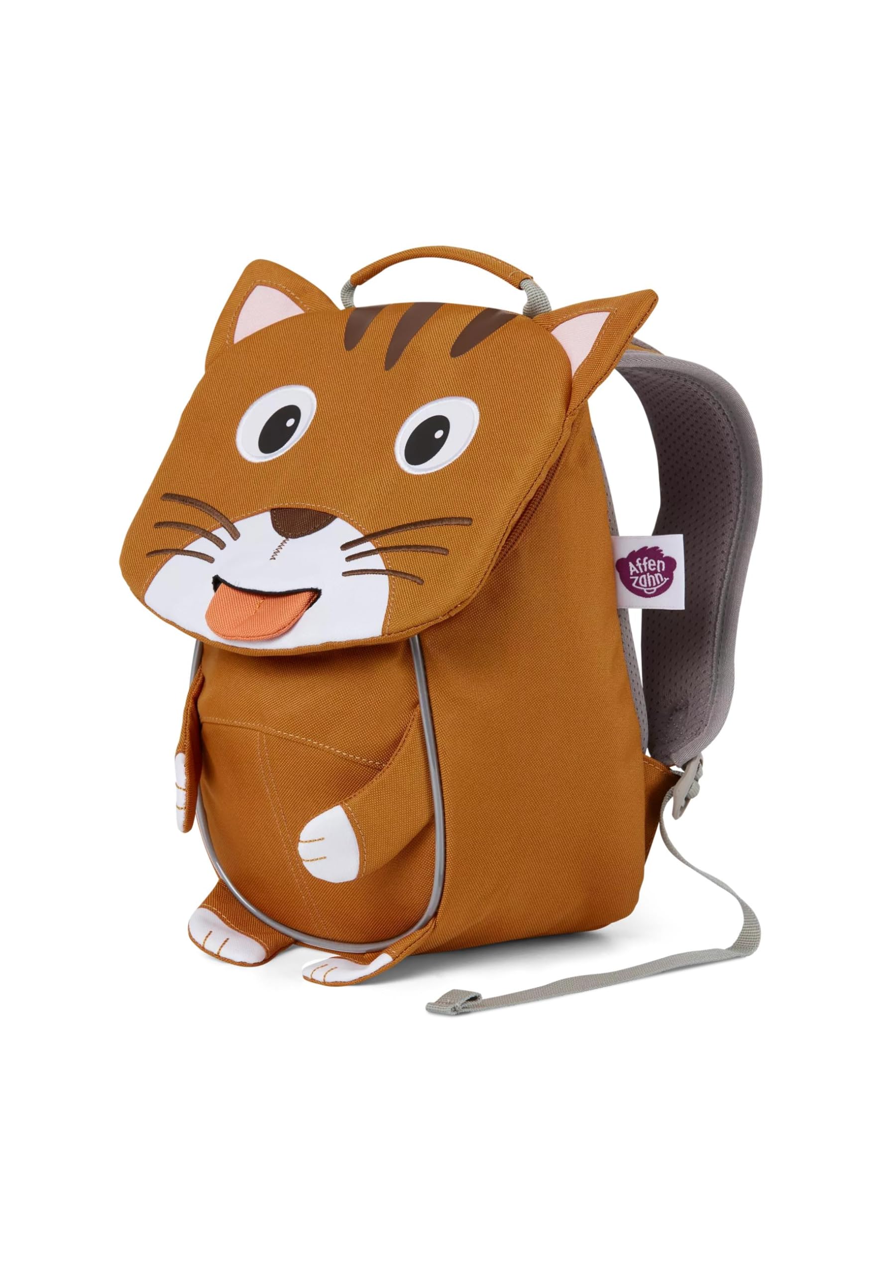 Affenzahn Kleiner Freund Kindergarten-Rucksack für 1-3 Jährige Ergonomisch Reflektierend Ziehzunge mit Namensschild Katze | Ergonomischer Kindergarten-Rucksack für Kinder von 1 bis 3 Jahren mit Reflektoren, Ziehzunge und Namensschild