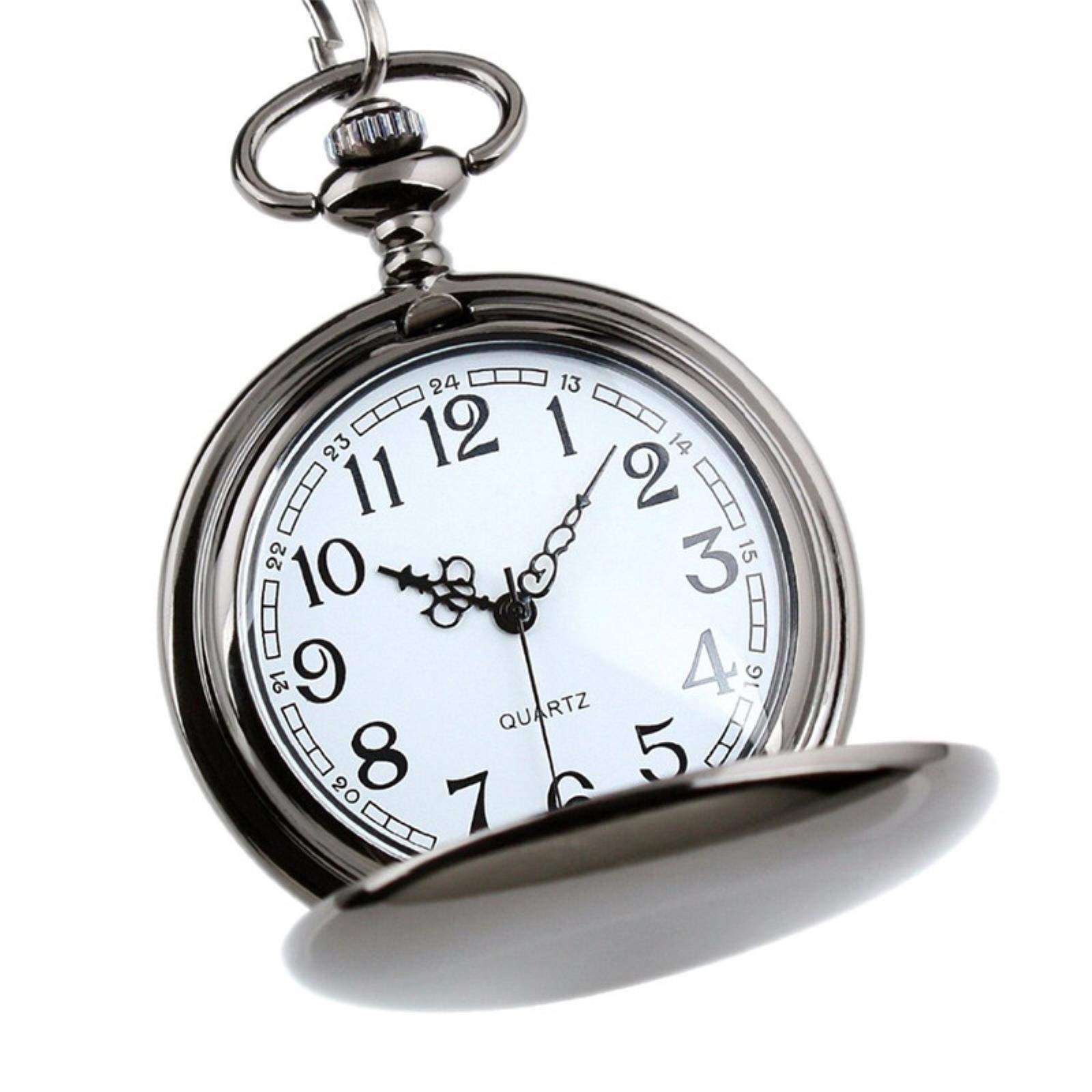 Orologio da Tasca, Orologi Orologio da Taschino al Quarzo Polacco Classico Argento retrò Orologio da Taschino Liscio con Catena a Pendente da Uomo Bronzo Regalo