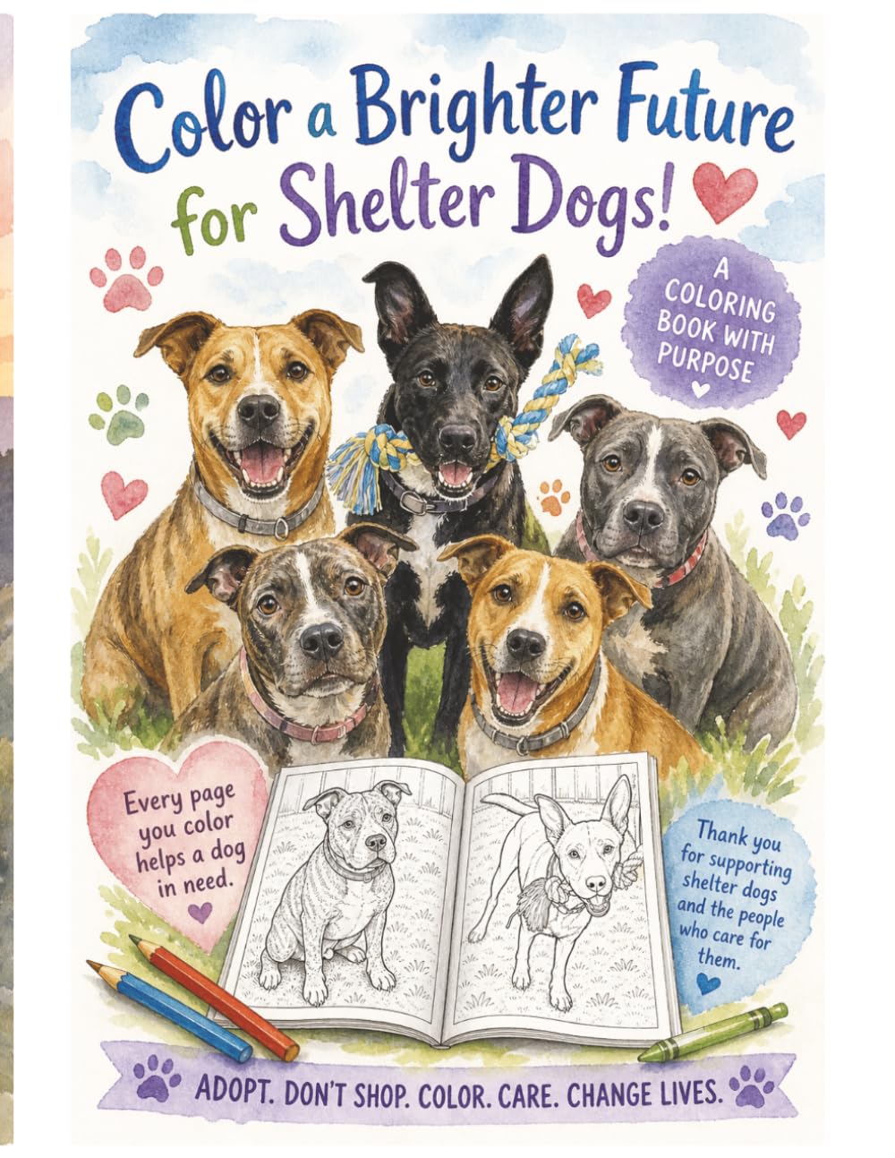 Color a Brighter Future for Shelter Dogs!: A coloring book with purpose