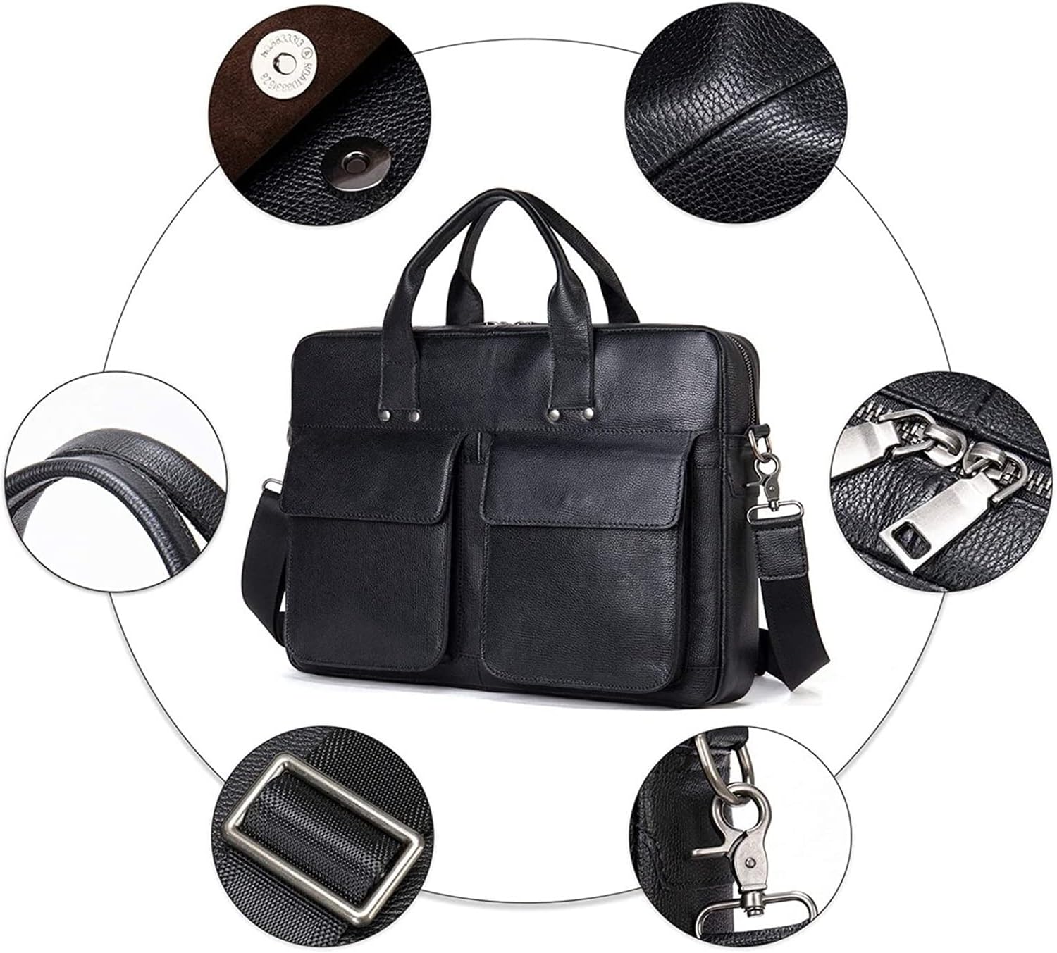 Leather 15.6 Inches Laptop Bag, Messenger Shoulder Briefcase Business Satchel Computer Crossbody bag