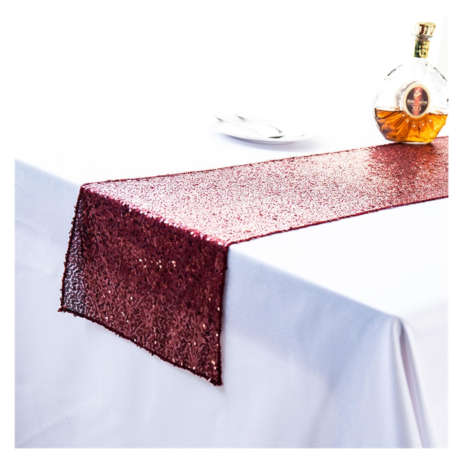 Disco Table Runner 1 Pieces Sequin Table Runner Glitter Dining for Birthday Bachelorette Holiday Celebration(Burgundy,30x180cm)