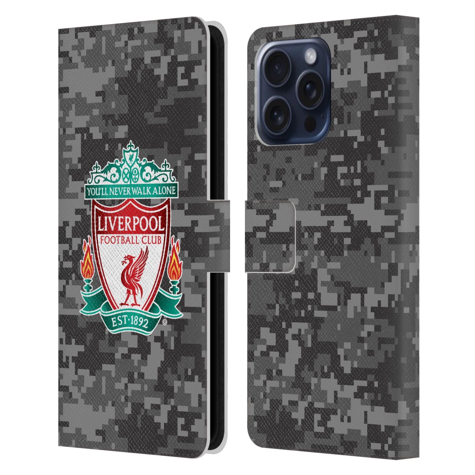 Head Case Designs Officially Licensed Liverpool Football Club Away Colours Crest Digital Camouflage Leather Wallet Case Compatible With Apple iPhone 16 Pro Max โ image 1